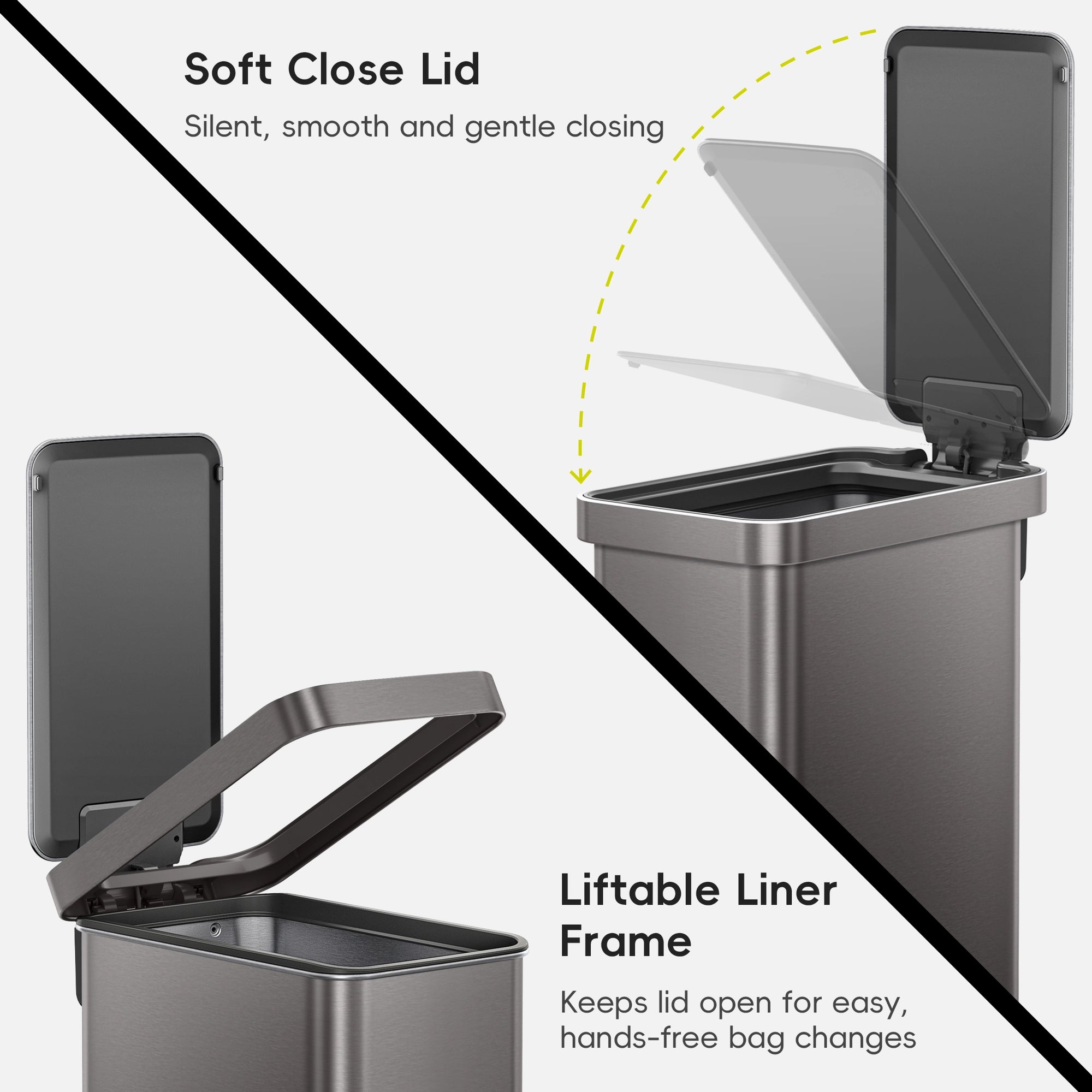 Hudson Slim 13.2 Gal Stainless Steel Step Trash Can-Gunmetal Gray