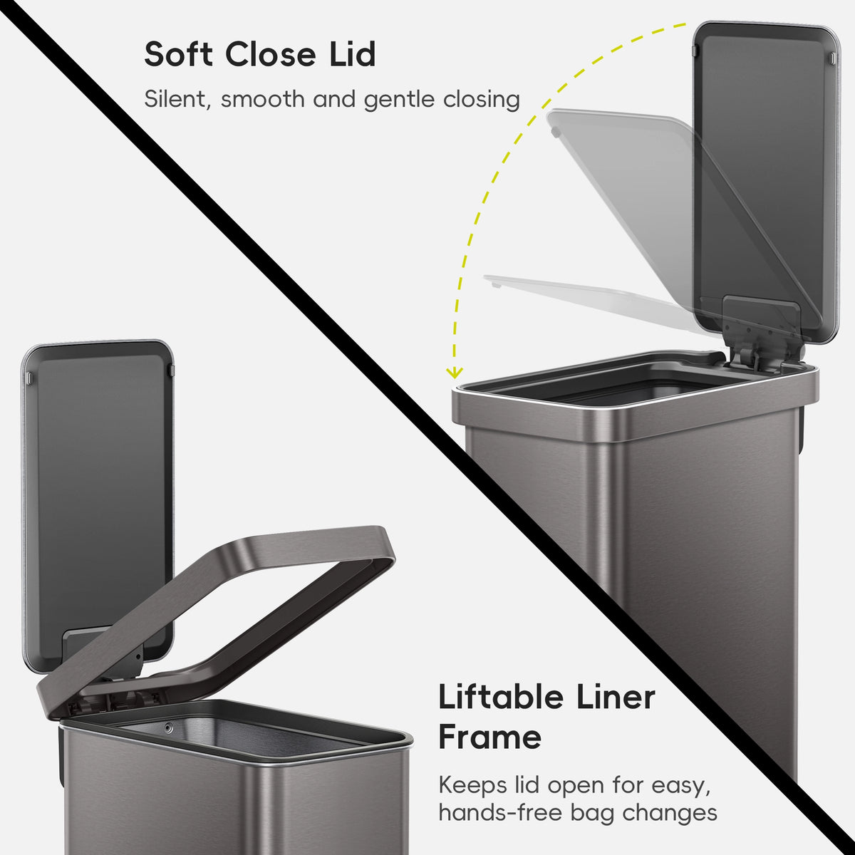 Hudson Slim Step Trash Can, 50 L