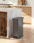 Hudson Slim 13.2 Gal Stainless Steel Step Trash Can-Gunmetal Gray