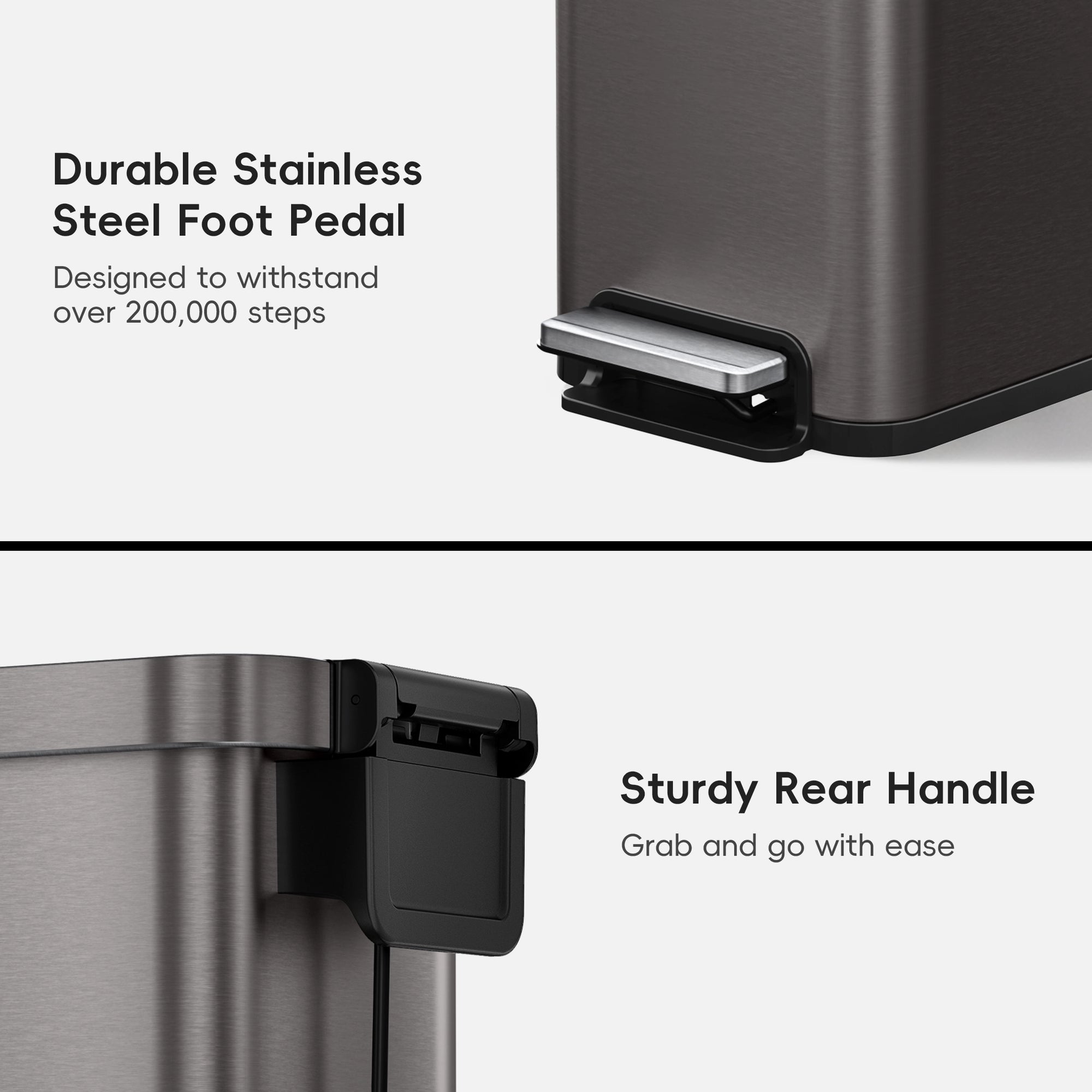Hudson Slim 13.2 Gal Stainless Steel Step Trash Can-Gunmetal Gray