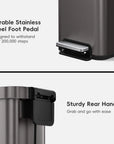Hudson Slim 13.2 Gal Stainless Steel Step Trash Can-Gunmetal Gray
