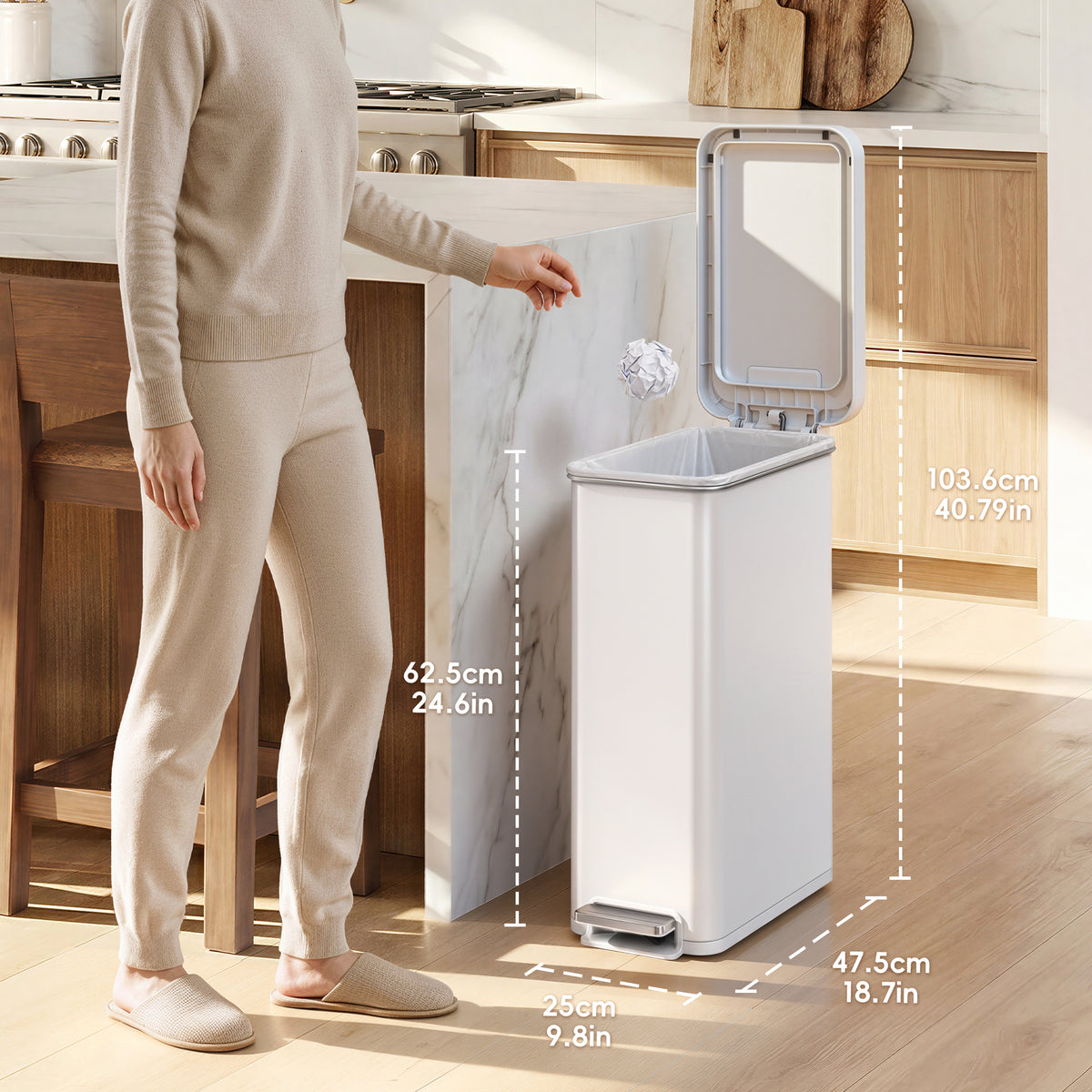 Hudson Slim Step Trash Can, 50 L
