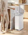 Hudson Slim 50 Liter / 13 Gallon Matte White Step Trash Can with Lid