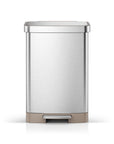 Hudson 50 Liter / 13 Gallon Step Can with Bag Compartment - Matte Stainless Steel