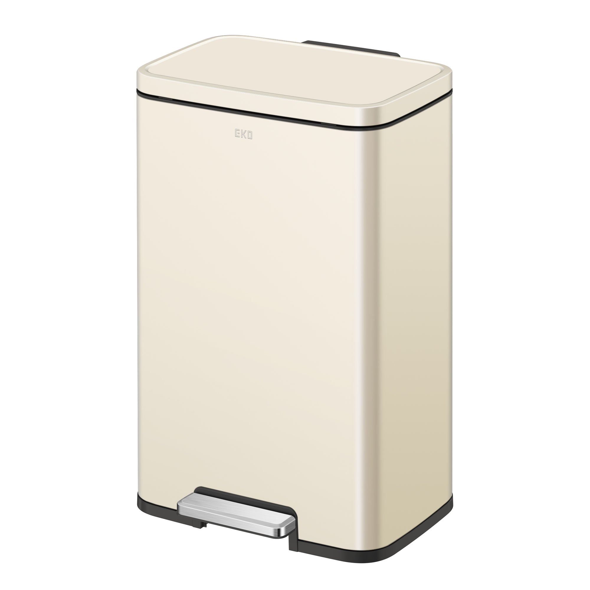 Madison Vanilla Steel 50 Liter/13.2 Gallon Step Trash Can with Inner Liner - Fingerprint Resistant Finish