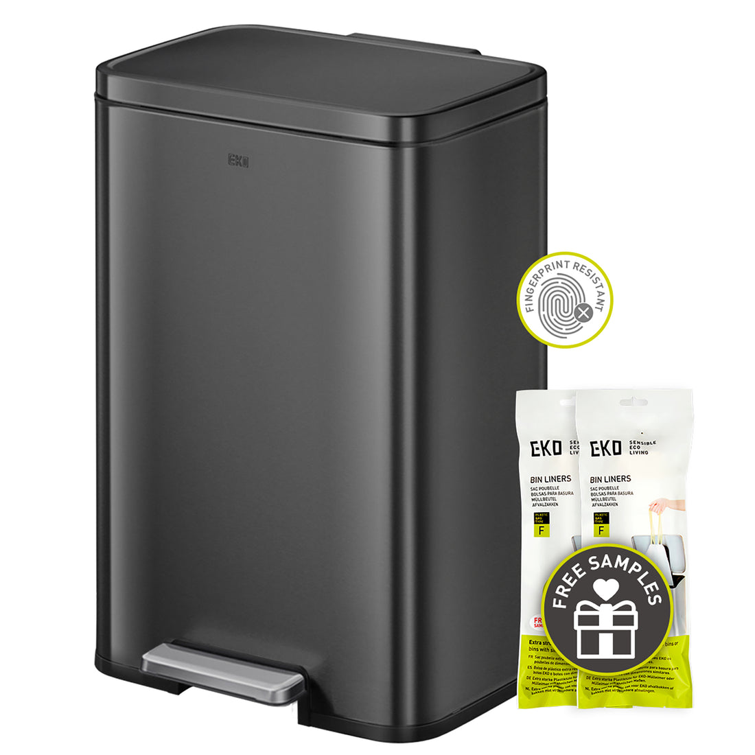 Madison Step Can with Liner – Matte Black – 50L / 13.2 Gal –  eko-north-america