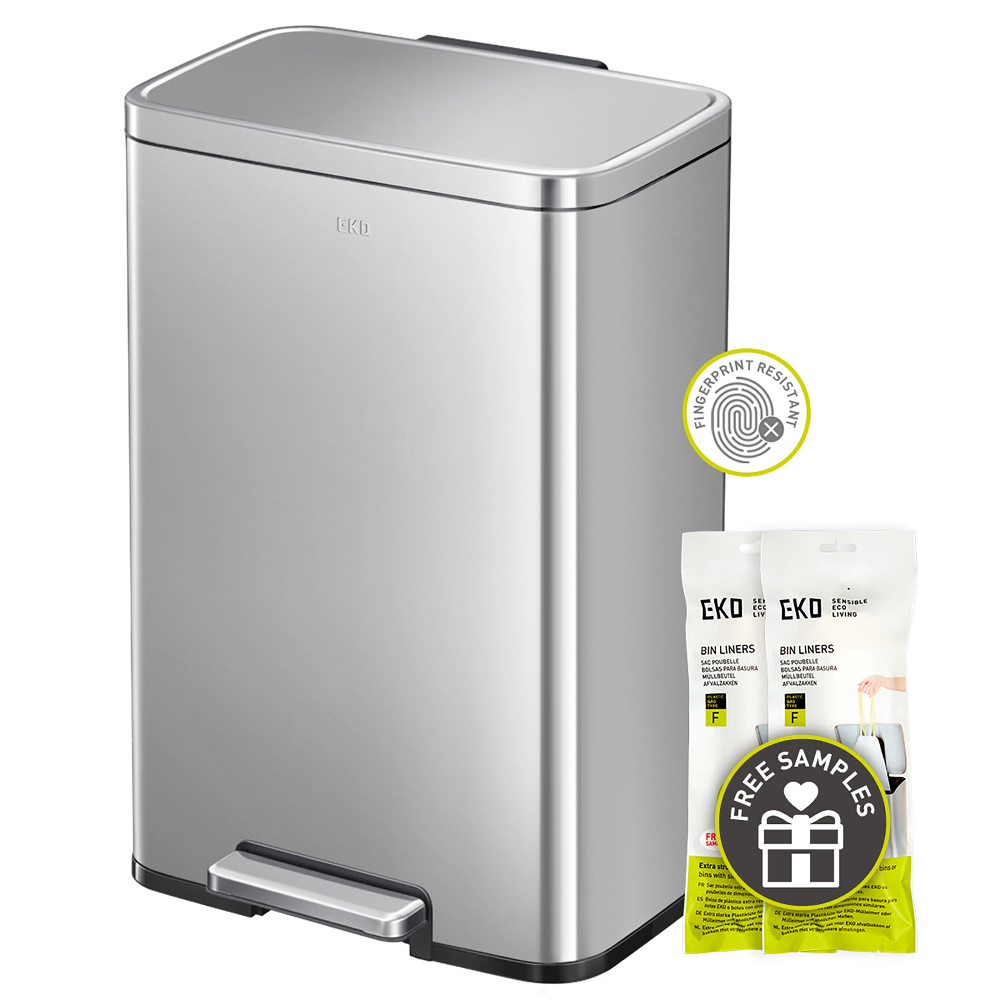 Madison Step Can with Liner – Matte Stainless Steel – 50L / 13.2 Gal ...