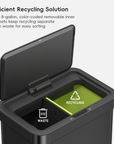 Econova 8+8 Gallon Dual Compartments Motion Sensor Trash Can - Matte Black