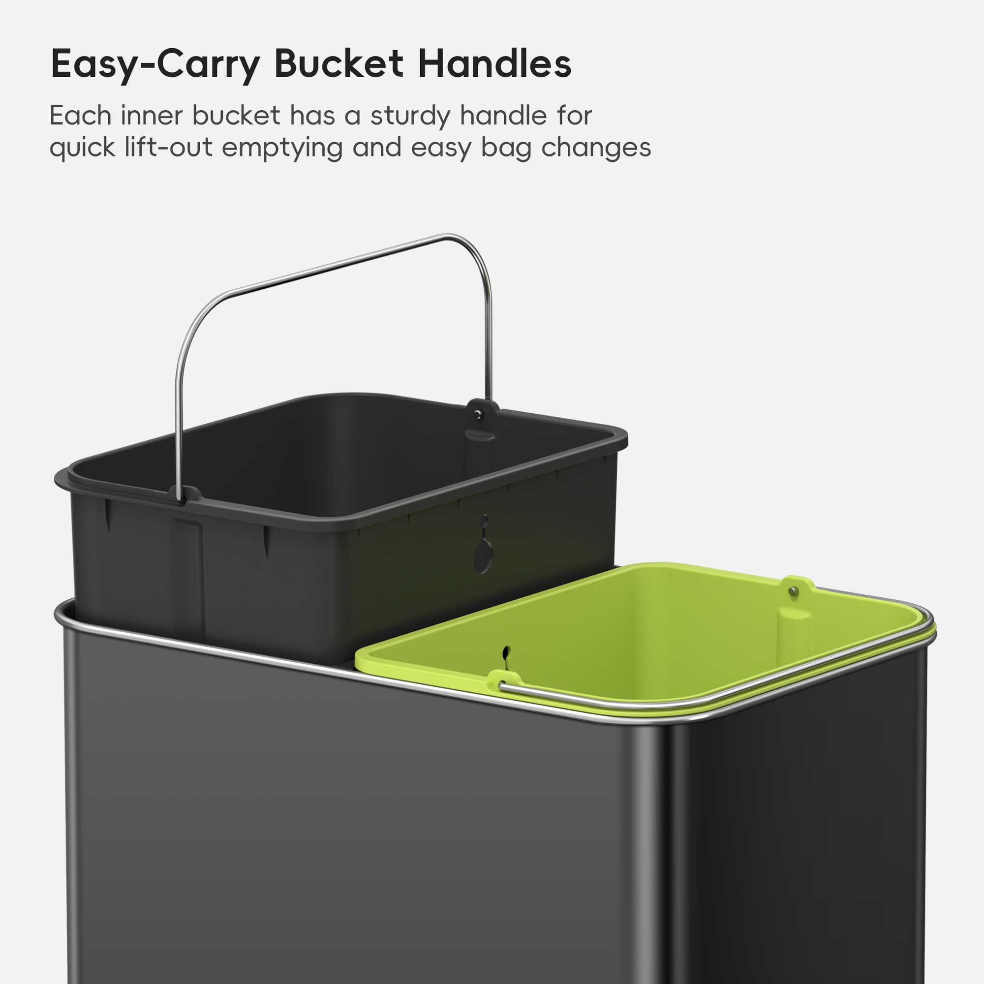 Econova 8+8 Gallon Dual Compartments Motion Sensor Trash Can - Matte Black