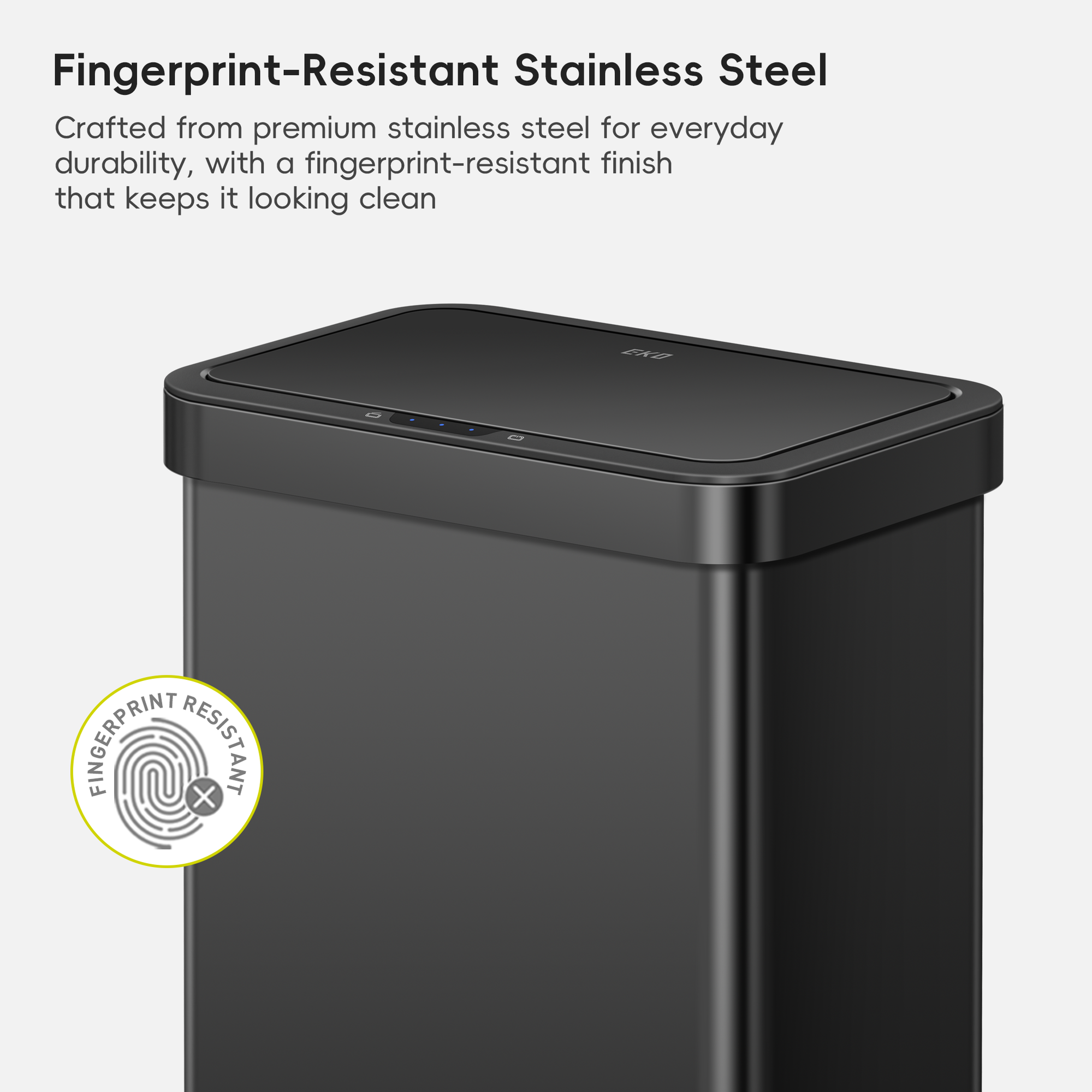 Econova 8+8 Gallon Dual Compartments Motion Sensor Trash Can - Matte Black
