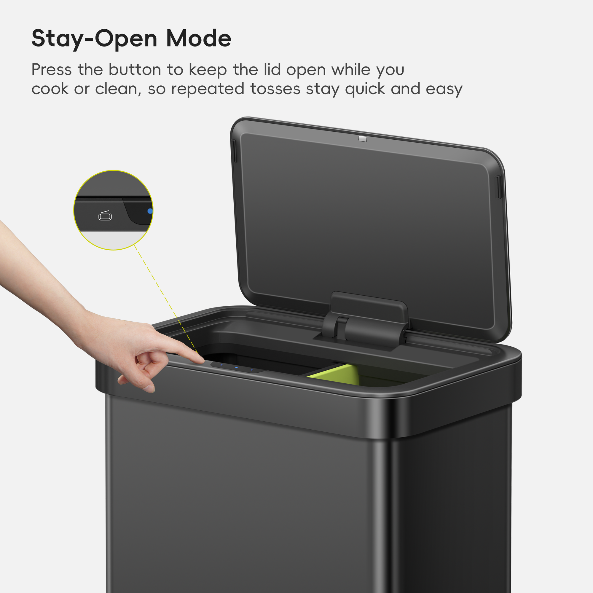Econova 8+8 Gallon Dual Compartments Motion Sensor Trash Can - Matte Black