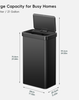 Nova 21 Gallon/80 Liter Black Stainless Steel Motion Sensor Trash Can