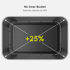 No internal liner expands trash can capacity by 25%.