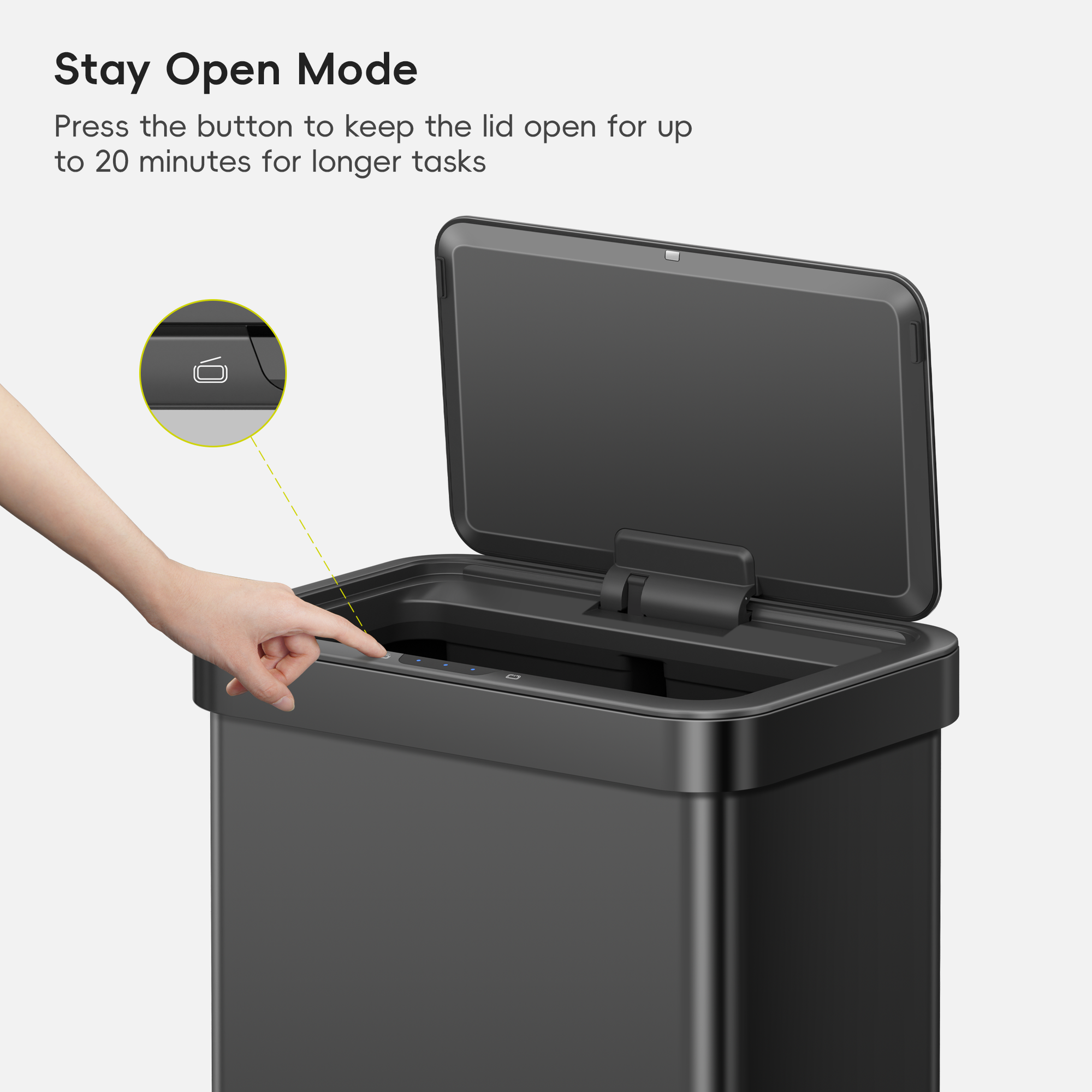 Nova 21 Gallon/80 Liter Black Stainless Steel Motion Sensor Trash Can