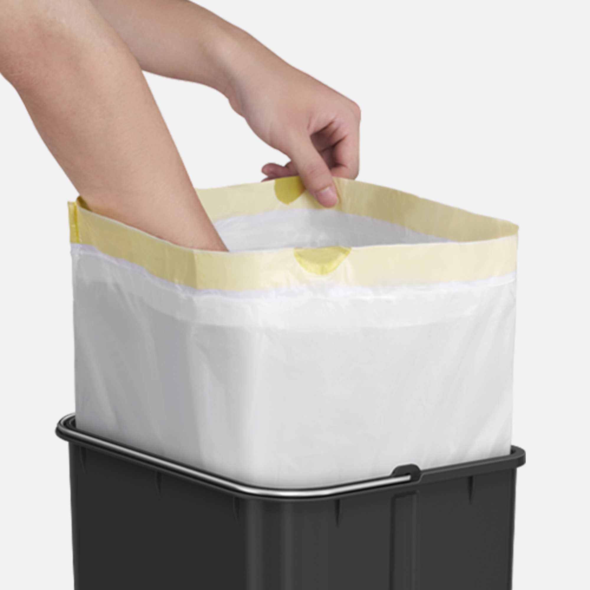 Change the Bag in Seconds - Step 2 - Put the trash bag into the inner liner.