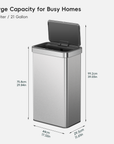 Nova 21 Gallon/80 Liter Stainless Steel Motion Sensor Trash Can
