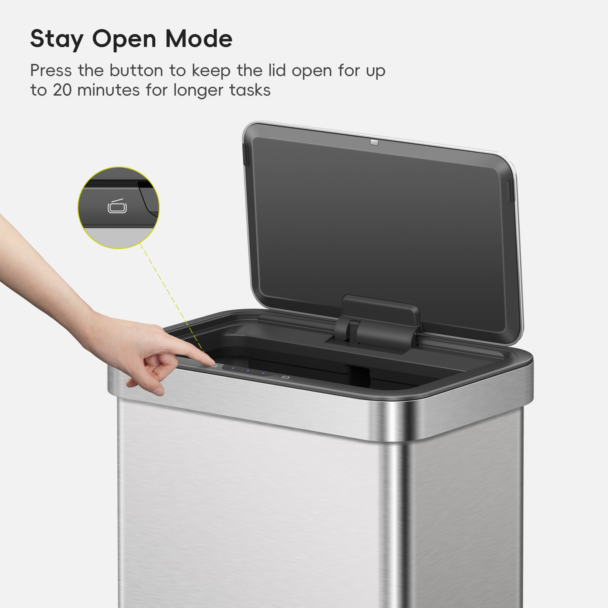 Nova 21 Gallon/80 Liter Stainless Steel Motion Sensor Trash Can