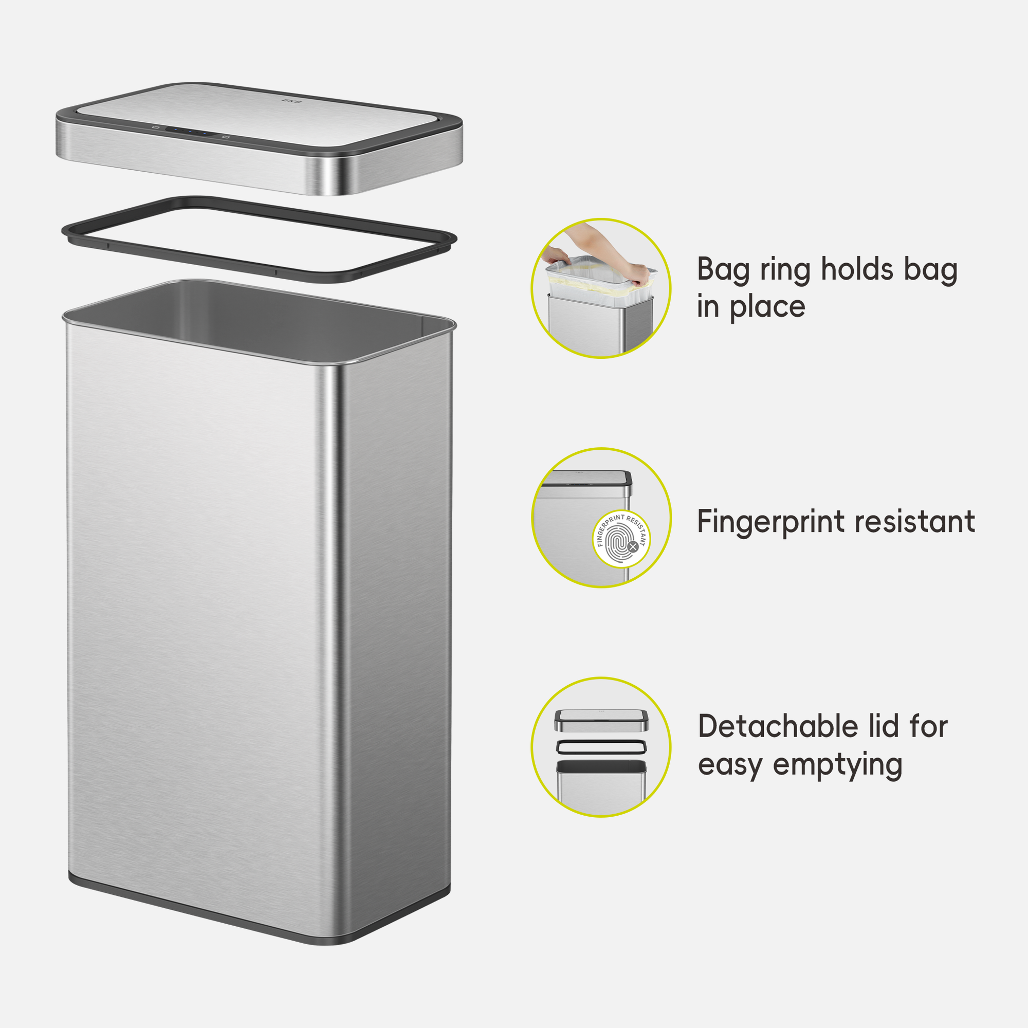 Nova 21 Gallon/80 Liter Stainless Steel Motion Sensor Trash Can
