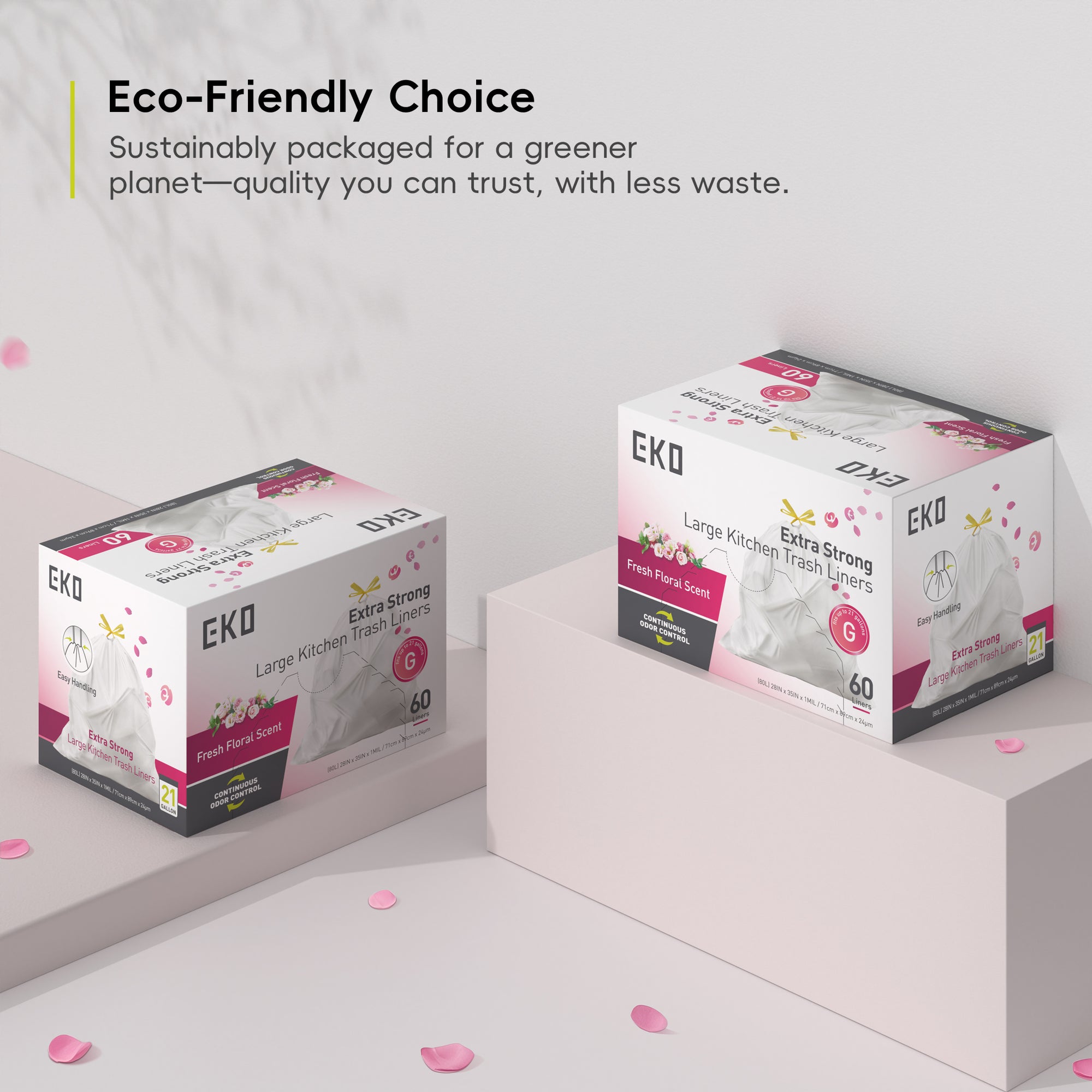 Code G - 21 Gallon Easy-Dispense Roll Trash Bag - 60 Count (80L) -Fresh Floral Scent