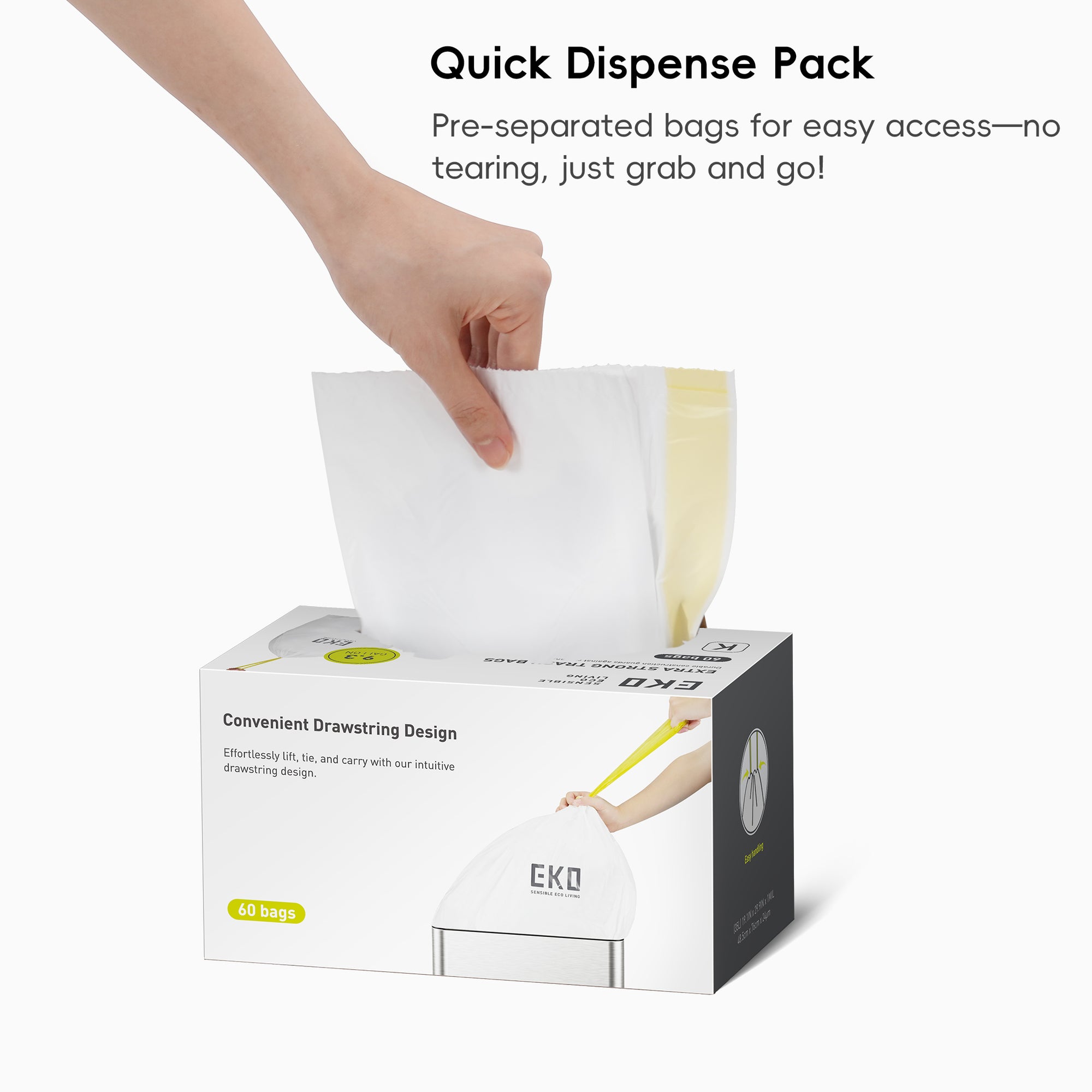 Code K -9.3 Gallon Easy-Dispense Roll Trash Bag - 60 Count