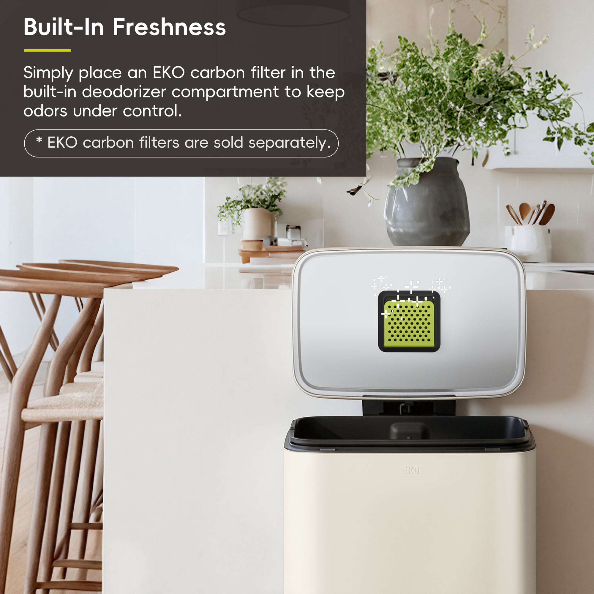 Madison Vanilla Steel 50 Liter/13.2 Gallon Step Trash Can with Inner Liner