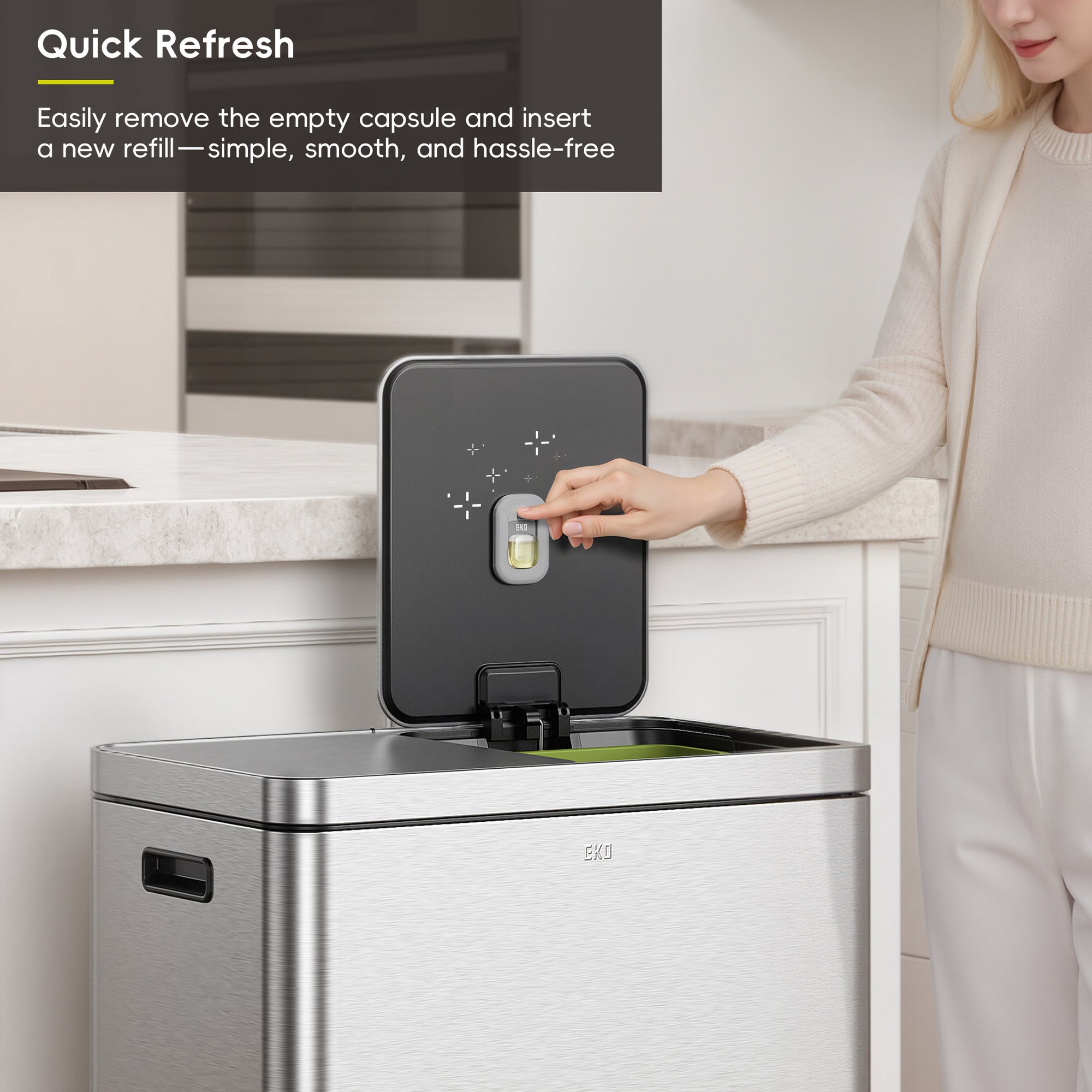 Deodorizer Pod Kit with Refillable Holder, 1 Pod + 1 Holder, Plant-Based Odor Eliminator for Trash Can