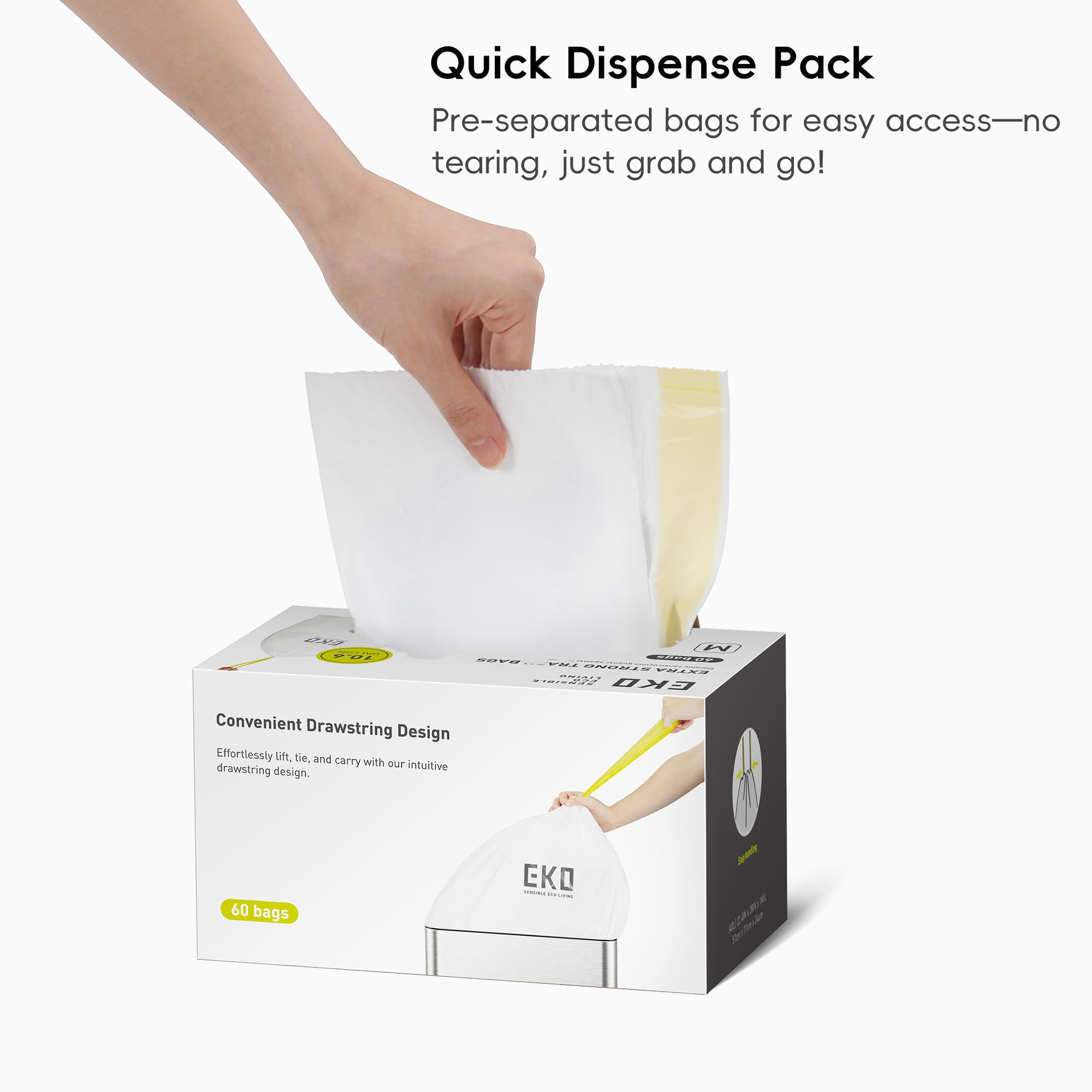 Code M -10.6 Gallon Easy-Dispense Roll Trash Bag - 60 Count