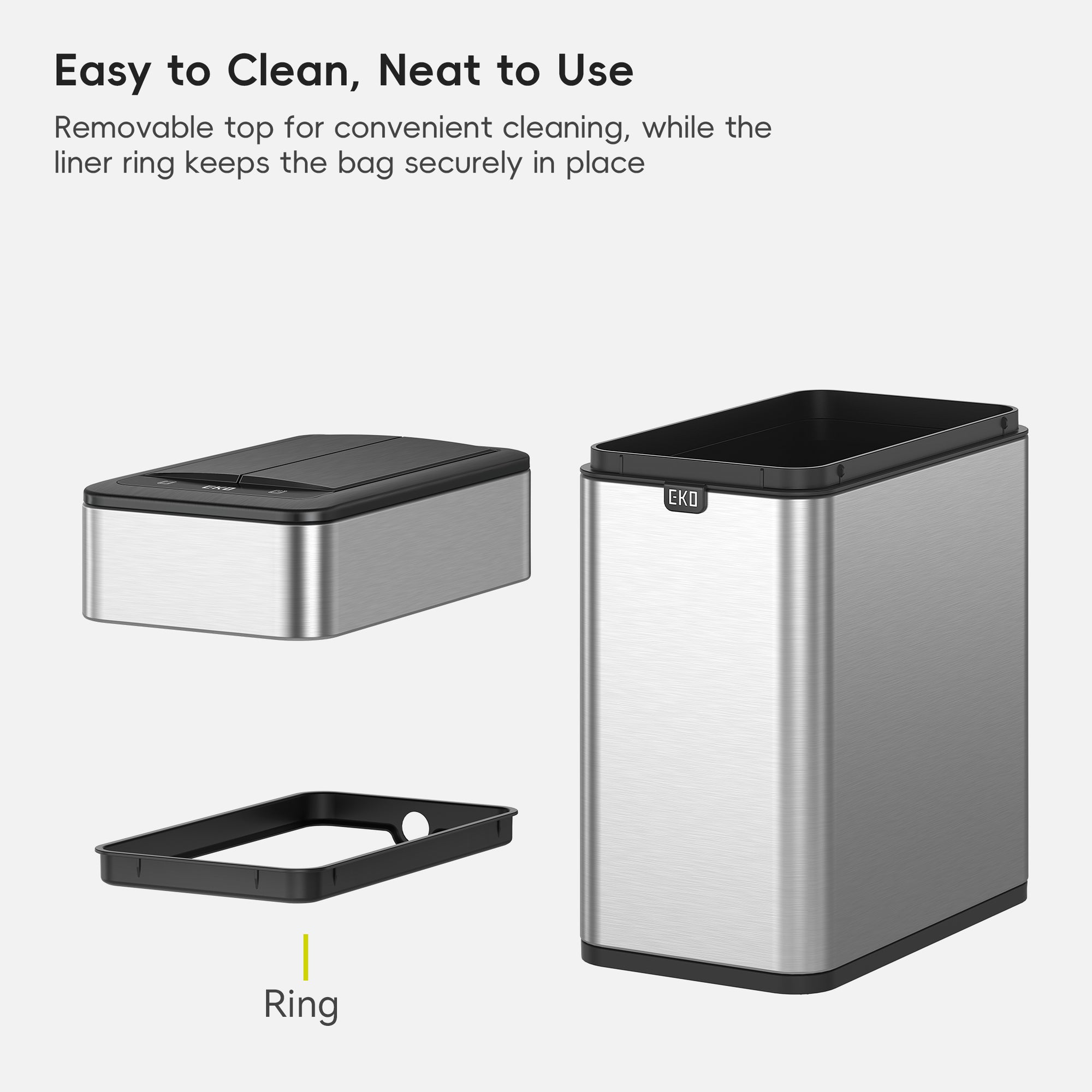 Phantom Pro 10 L / 2.6 Gal Dual Wing Lid Sensor Bin Matte Stainless Steel