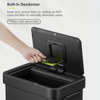 EKO Replacement Lid Featuring Built-ln Deodorizer. Keep your space fresh by adding an EKO charcoal filter to naturally eliminate odors.