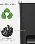 Hana Select 50L / 13 Gallon Plastic Resin Step Kitchen Trash Can - Black