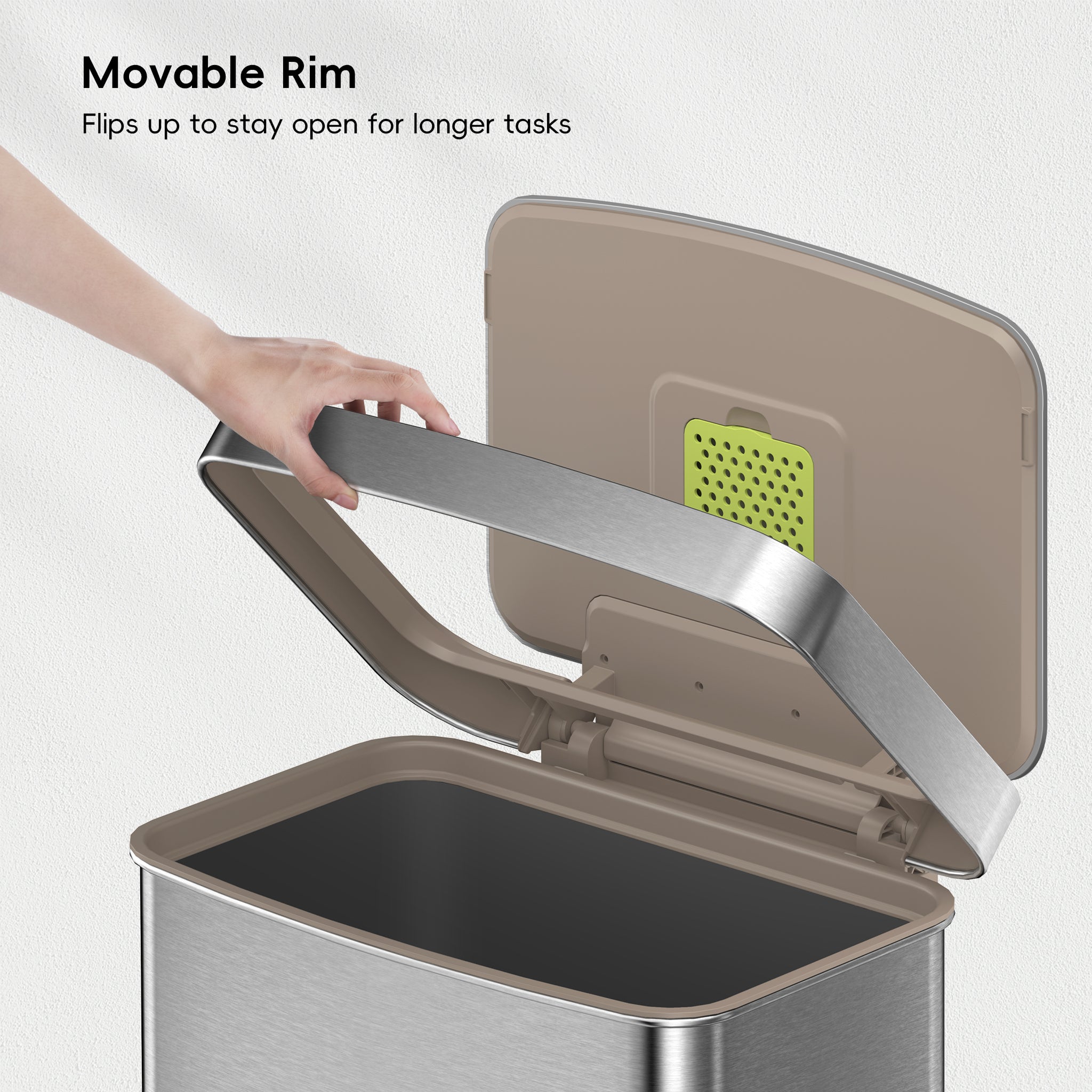 Hudson 50L Step Can with Bag Compart - Matte Stainless Steel