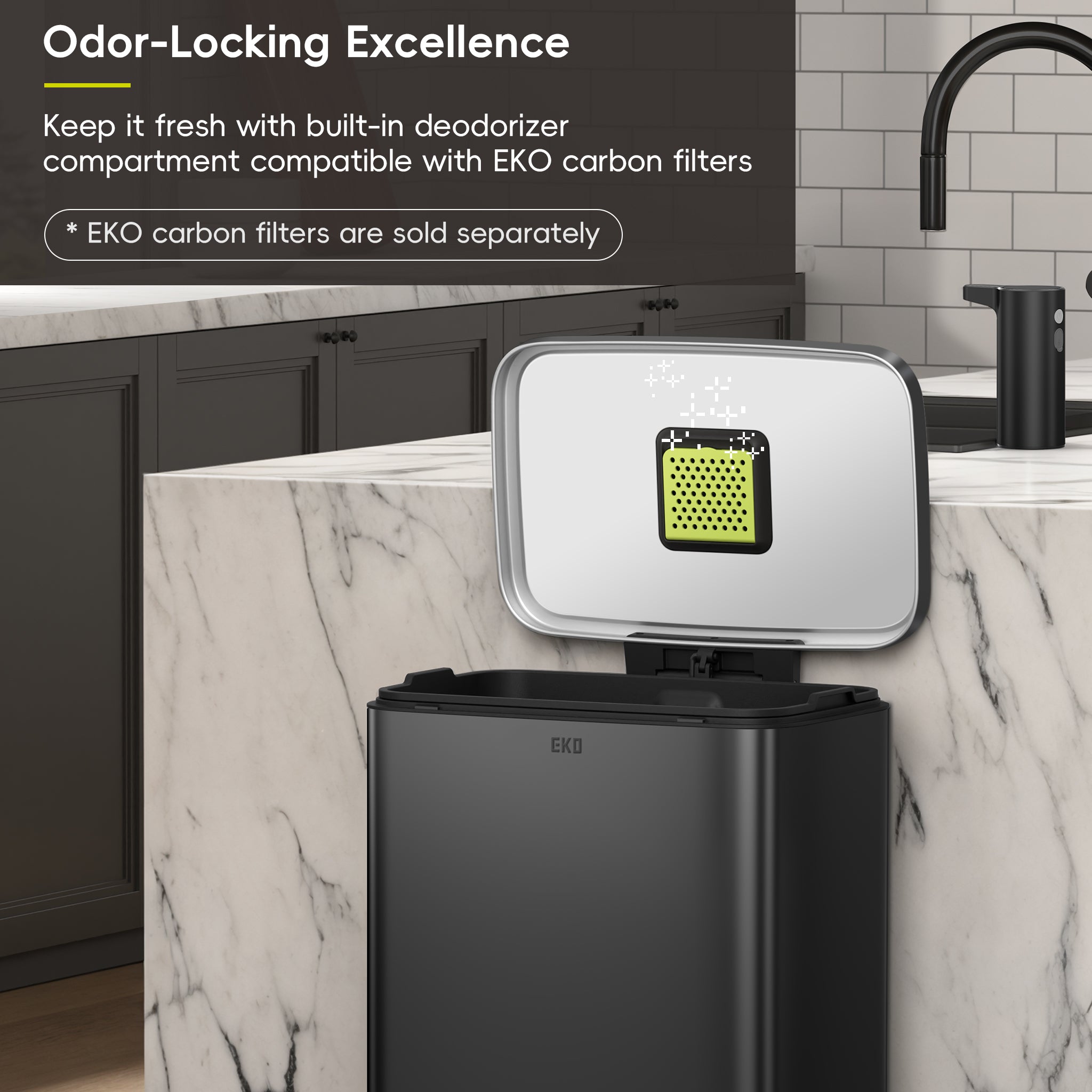 Madison Step Can with Liner – 50L / 13.2 Gal – Matte Black – Home