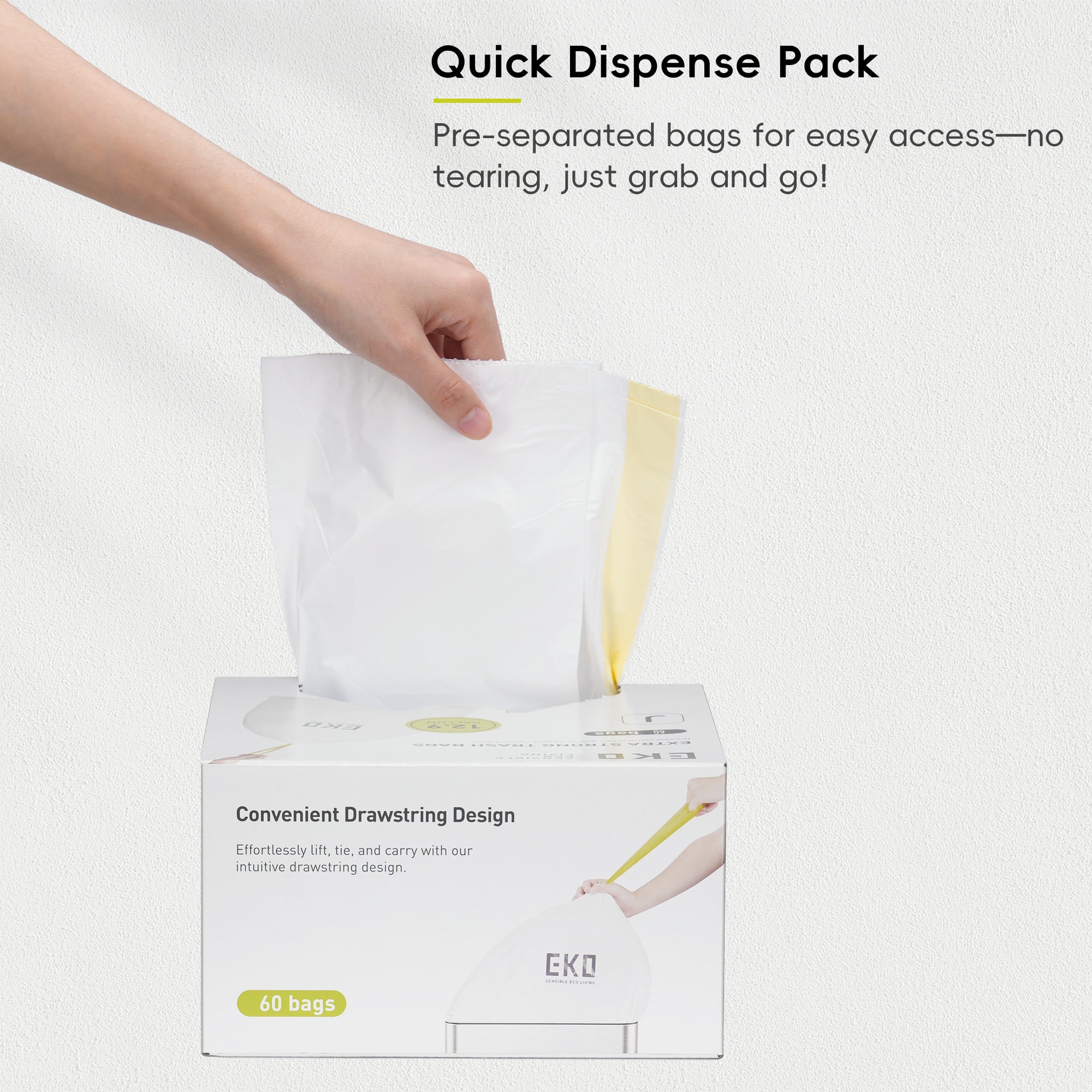 Code J - 12.9 Gallon (45-49L) Easy-Dispense Roll Trash Bag - 60 Count