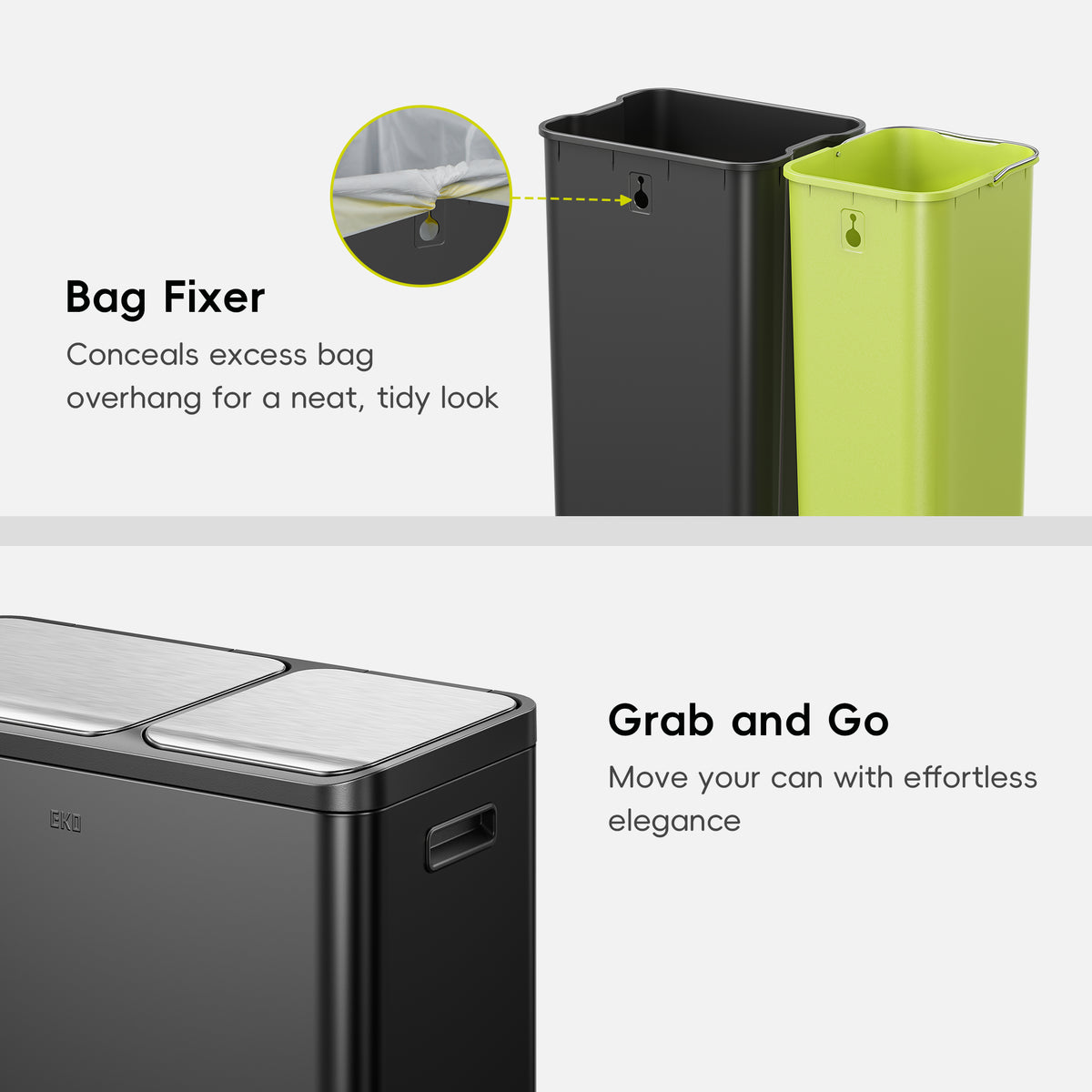 EcoCasa Dual Compartment Step Recycling Can, 30+20 L