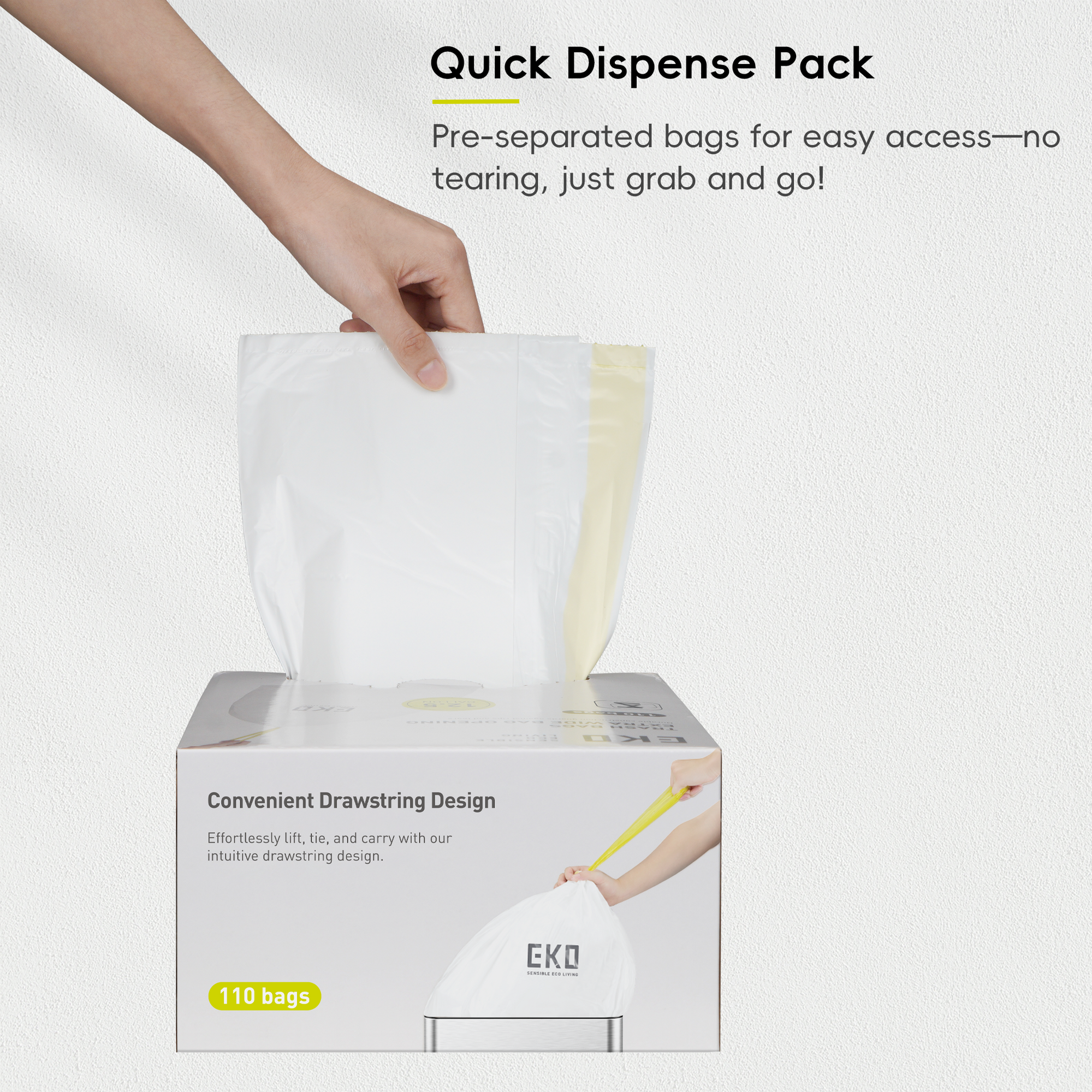 Code Z - 12.5 Gallon  Easy-Dispense Roll Trash Bag - 110 Count (40-60L)