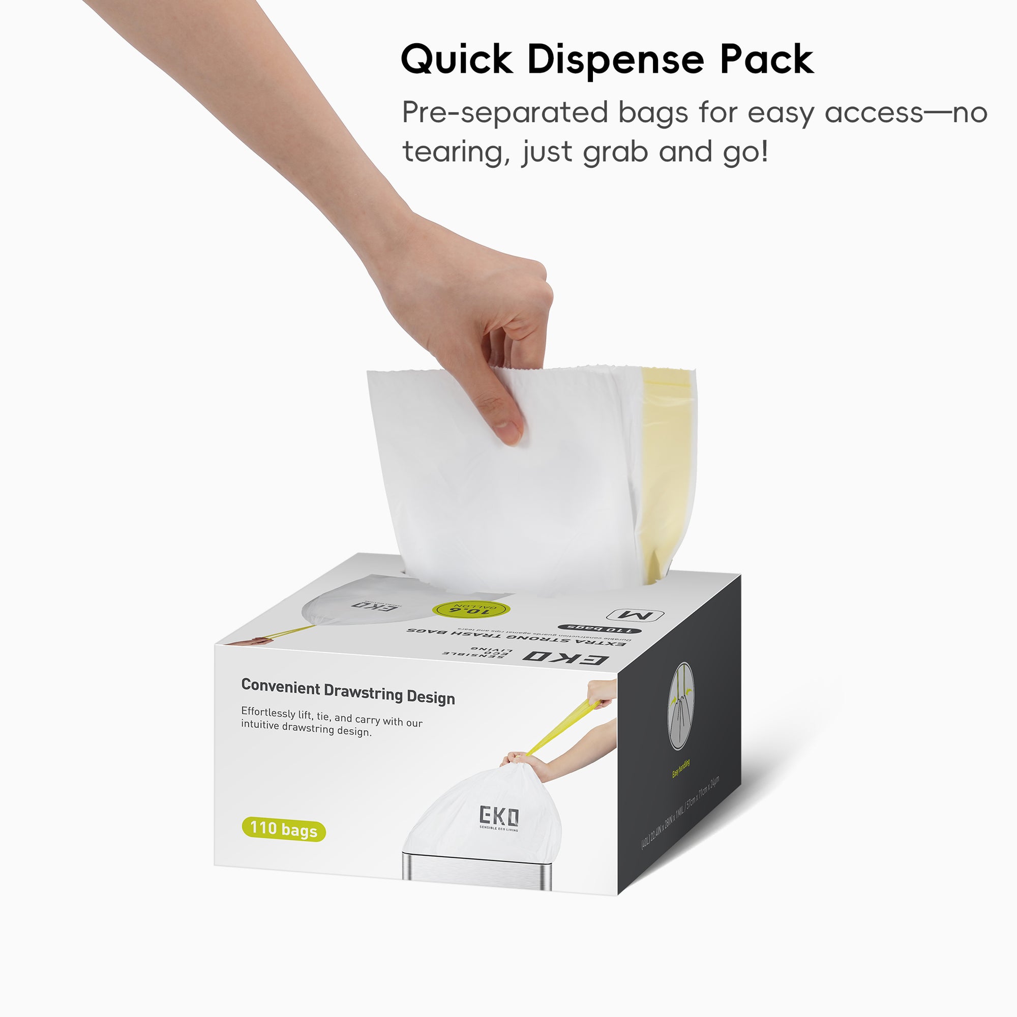 Code M -10.6 Gallon Easy-Dispense Roll Trash Bag - 110 Count