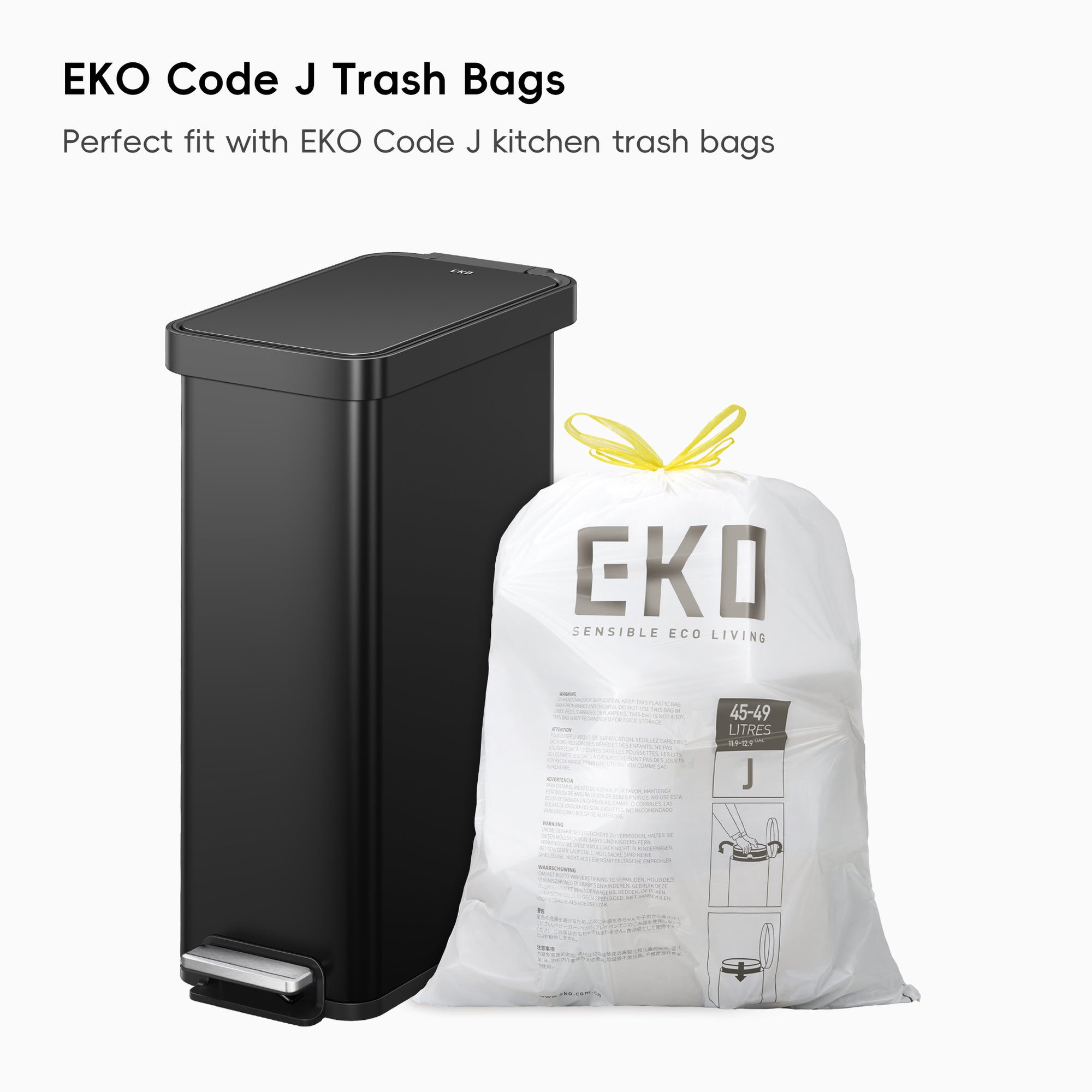 Hudson Slim 50L / 13.2 Gallon Matte Black Step Trash Can with Lid