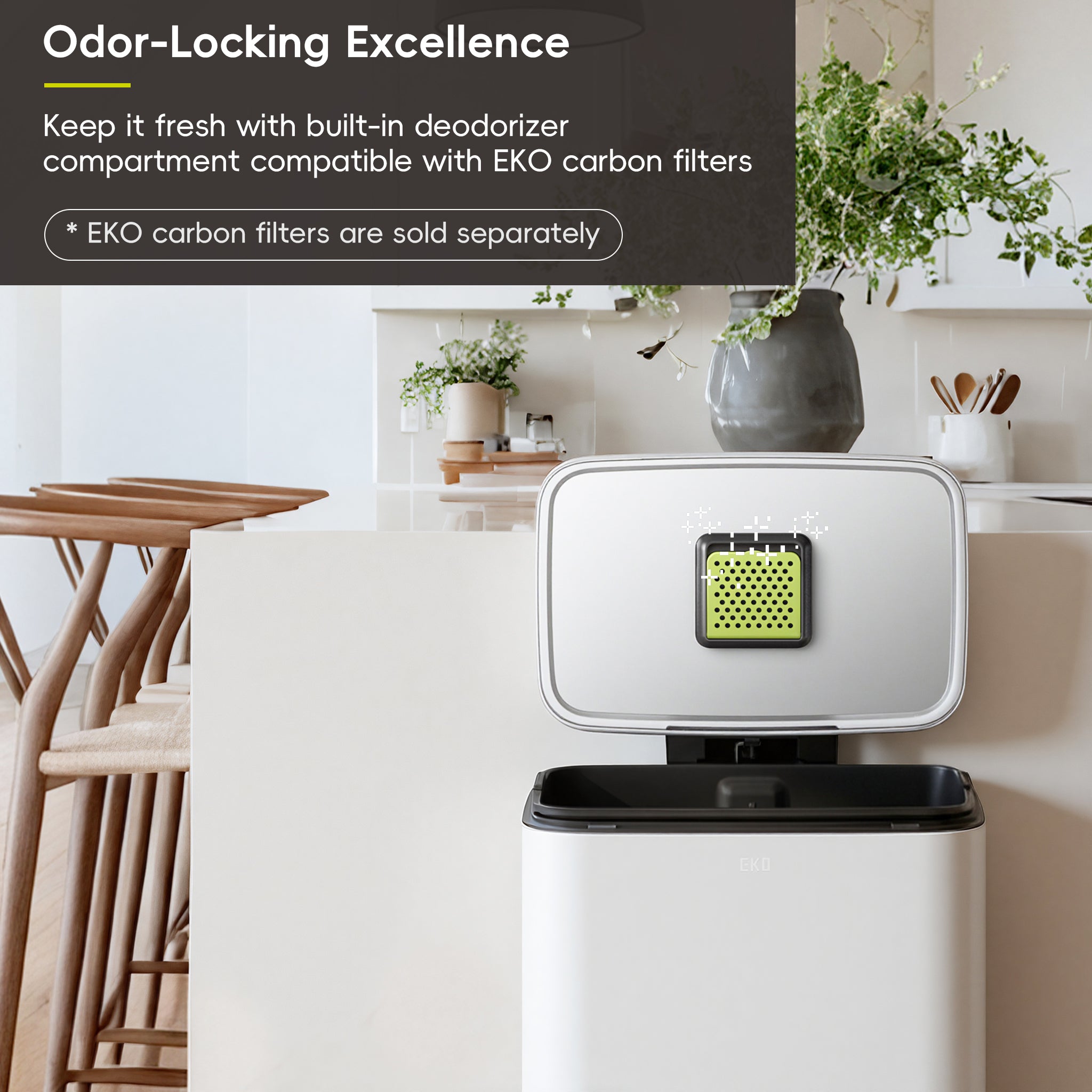 Madison Step Can with Liner – 50L / 13.2 Gal – Matte White – Home