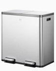 EcoCasa Plus dual-compartment stainless steel recycling trash can