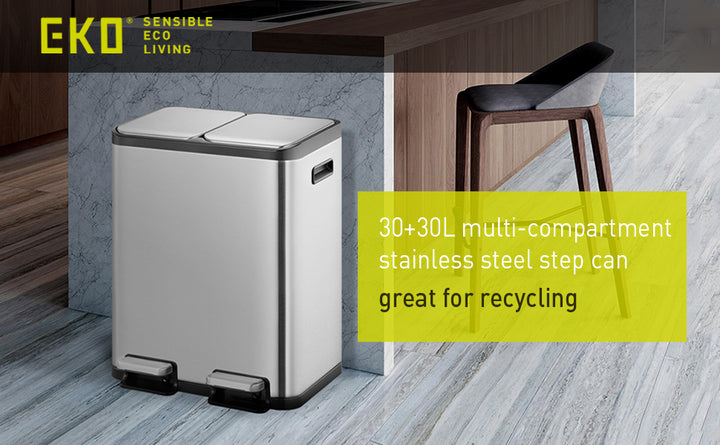 EcoCasa Step Recycling Can - Dual Compartment 30L+30L – eko-north