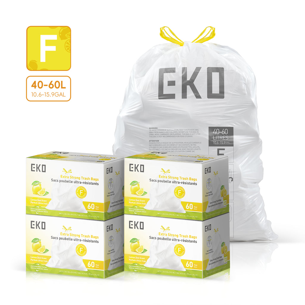 Code F Easy-Dispense Roll Trash Bags, 40-60 L / 10.6-15.9 Gal