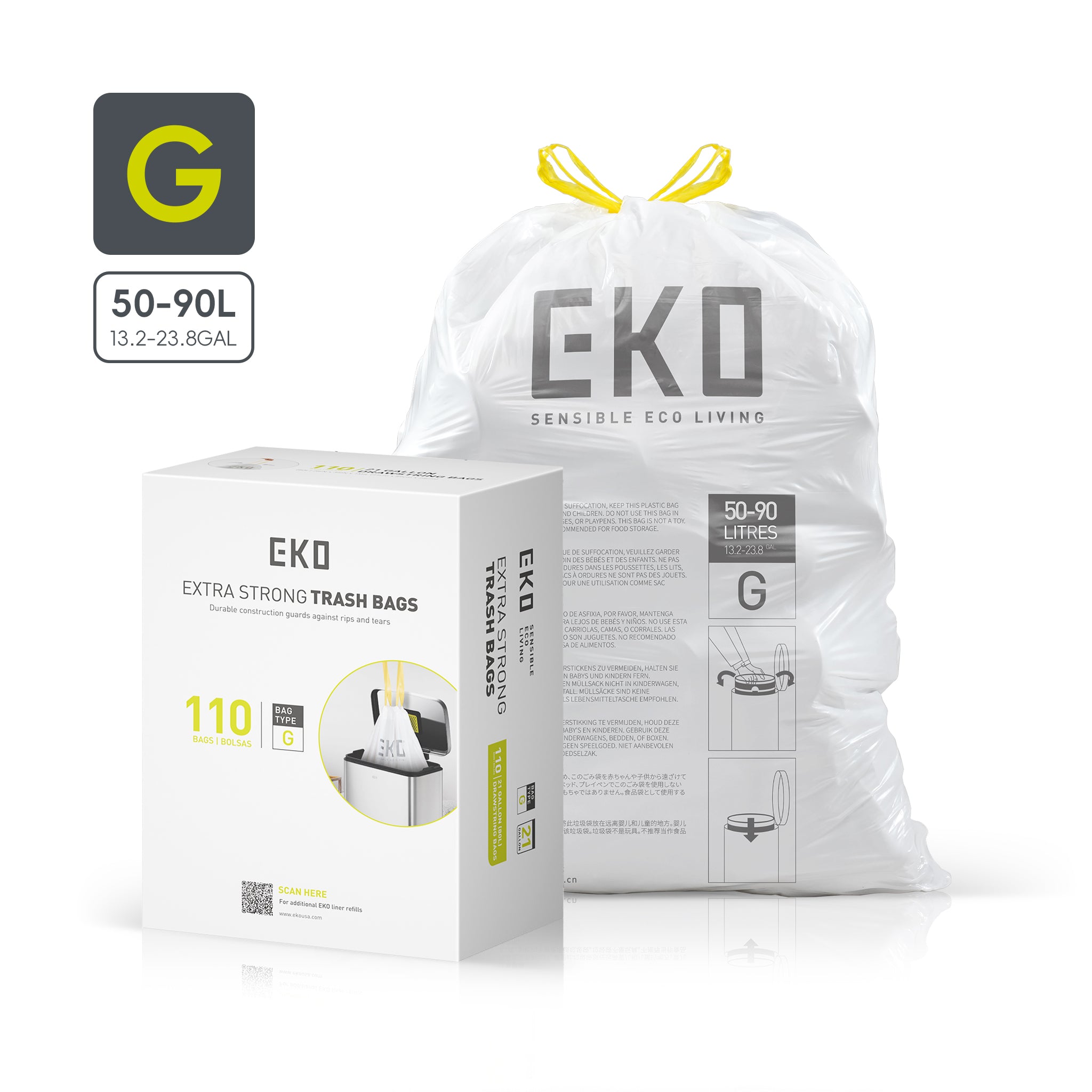 Code G - 21 Gal Easy-Dispense Roll Trash Bag - 110 Count – Home by EKO