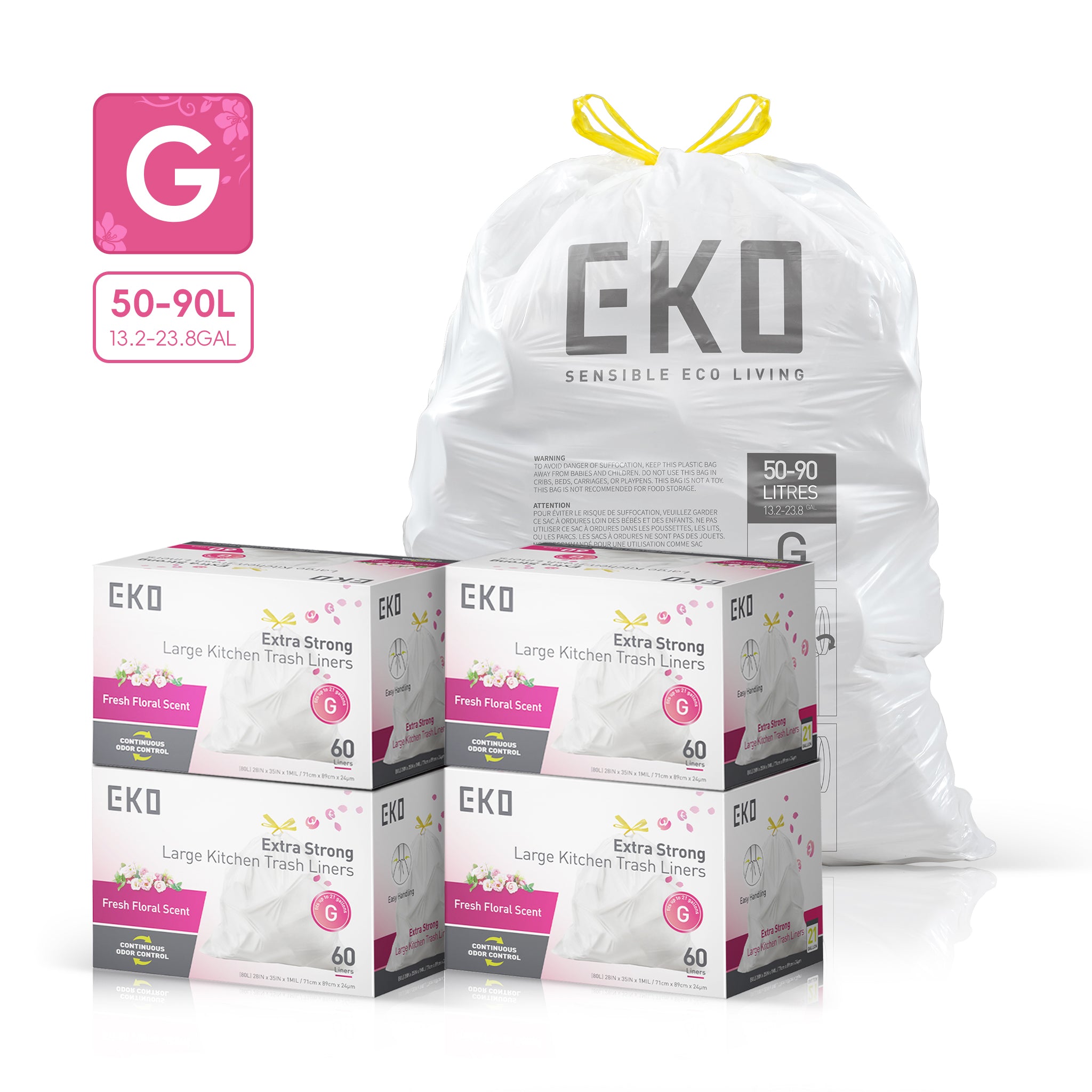 Code G - 21 Gal Easy-Dispense Roll Trash Bag - 240 Count – Home by EKO