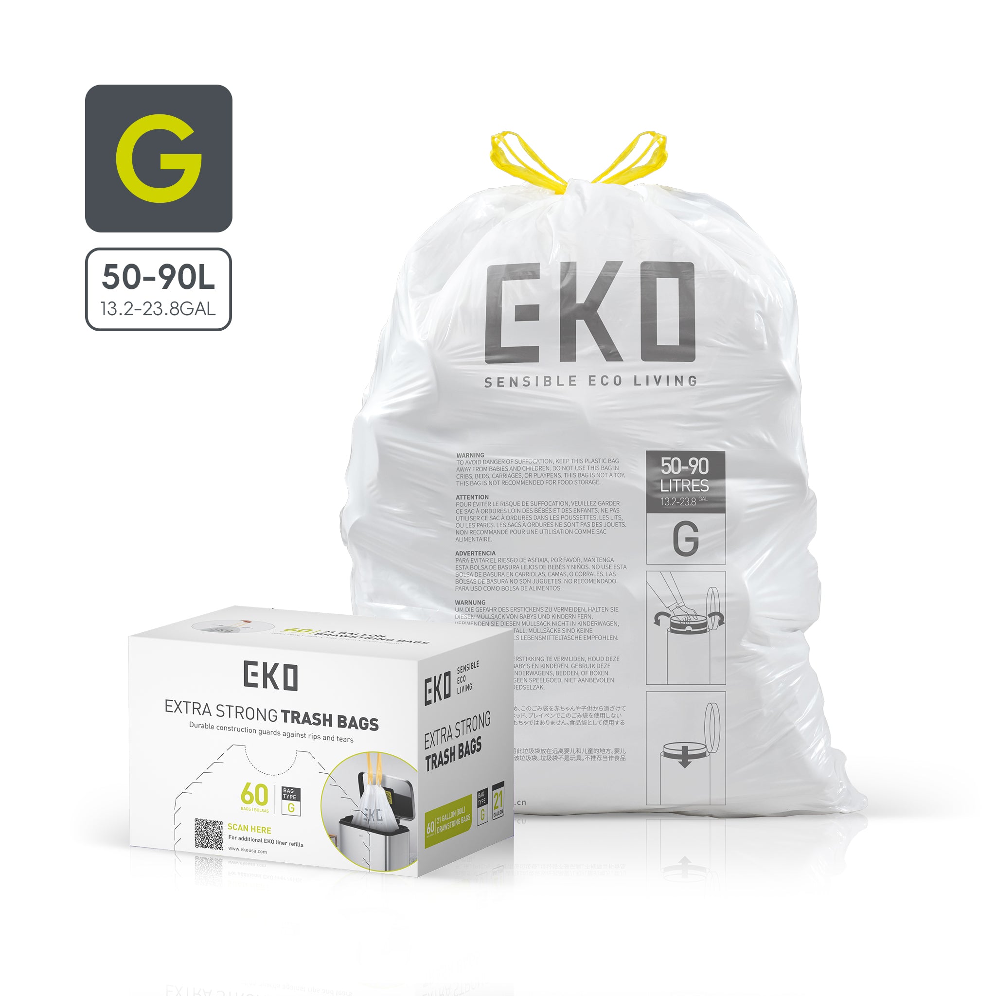Code G - 21 Gal Easy-Dispense Roll Trash Bag - 60 Count – Home by EKO