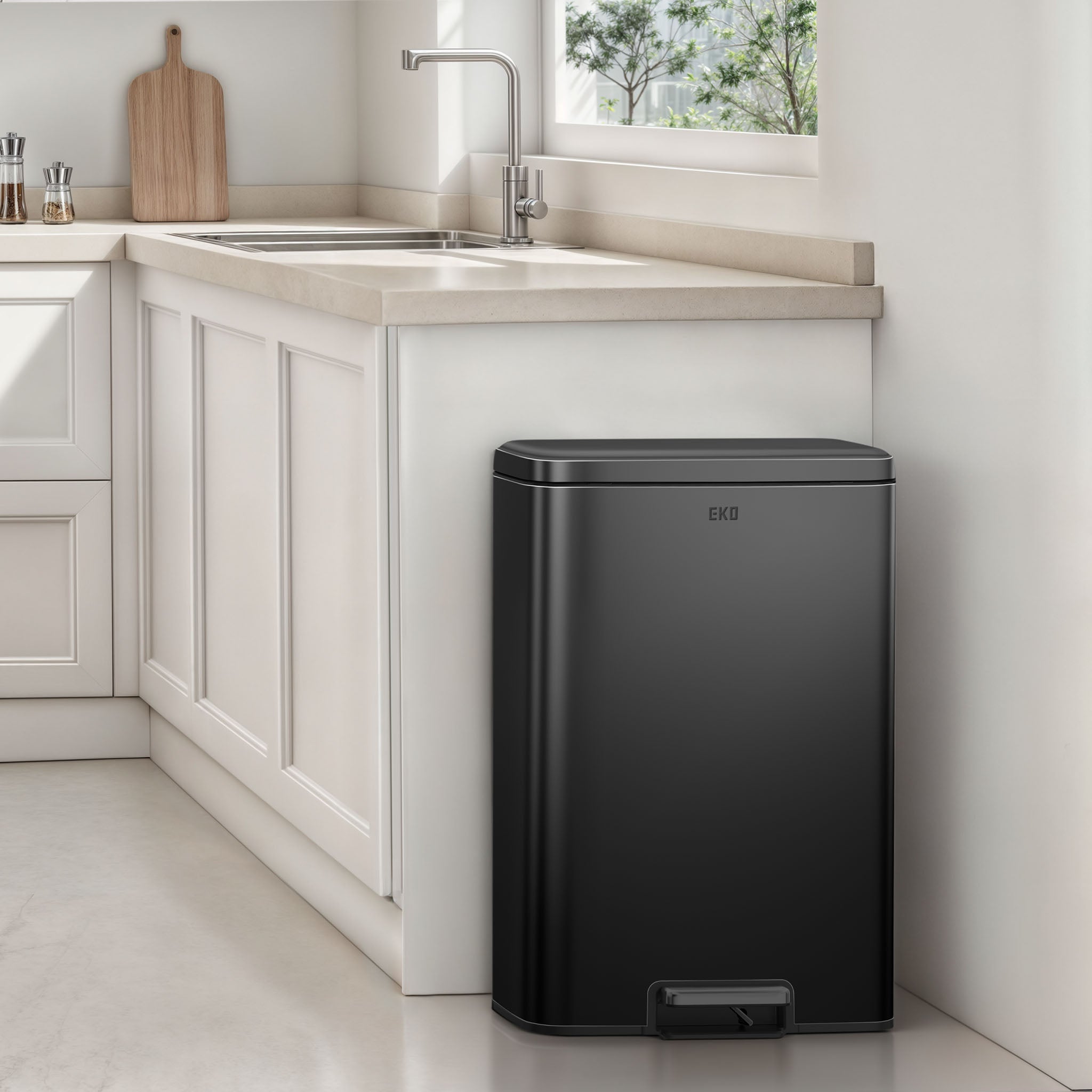 Maxwell Step On Foot Pedal Trash Can, 13.2 Gallon/50L Matte Black Stee ...