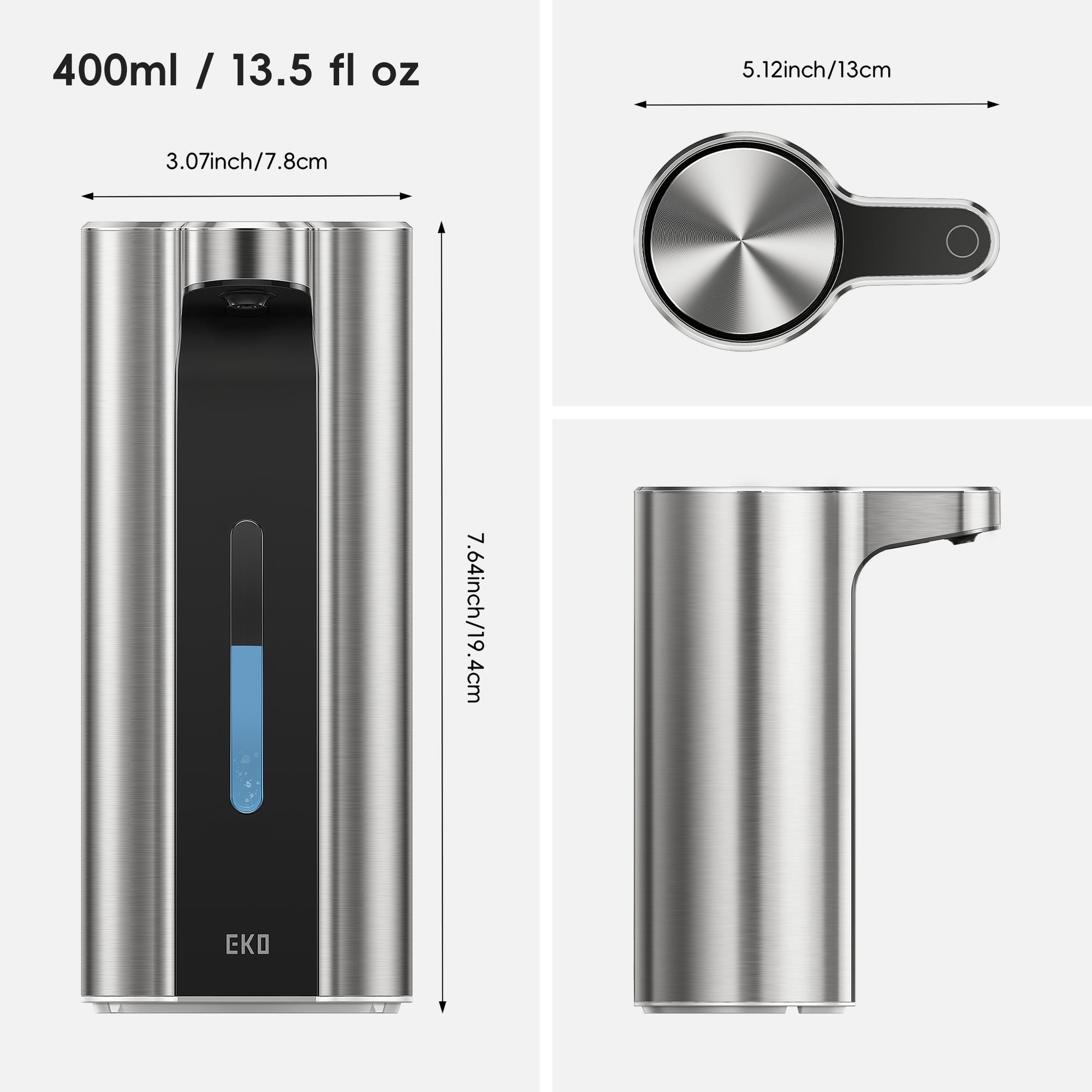 Aroma Pro 13.5 fl oz Touchless Automatic Liquid Soap Dispenser-Stainless Steel