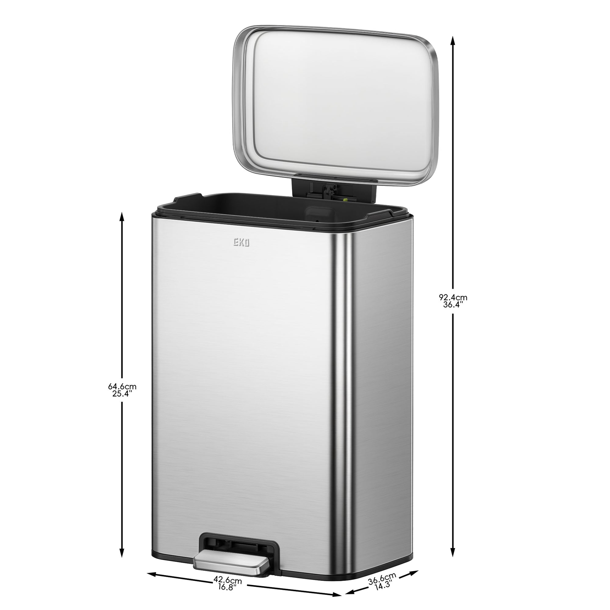 Maxwell Step On Foot Pedal Trash Can, 13.2 Gallon/50L Stainless Steel Finish