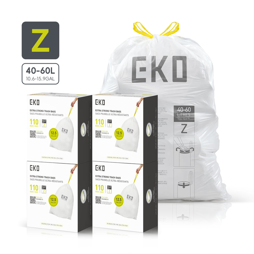 Code Z Easy-Dispense Roll Trash Bags, 40-60 L / 10.6-15.9 Gal