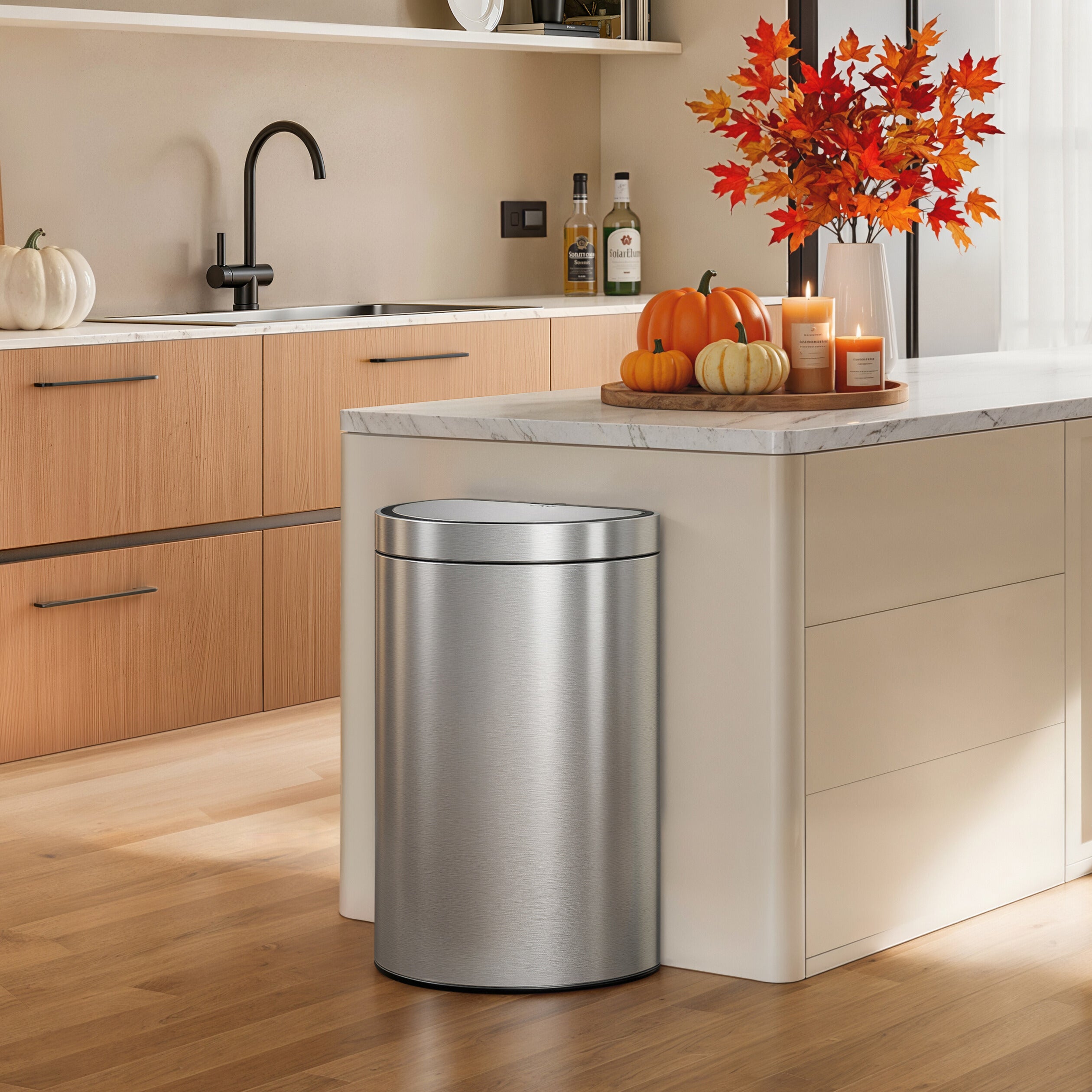 Mirage Semi-Round 47 Liter / 12.4 Gallon Motion Sensor Trash Can
