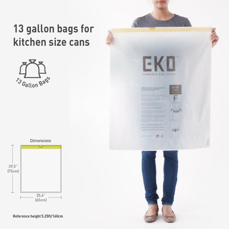 Extra-Strong Drawstring Kitchen Trash Bags – 13 Gallon (40L-60L) 60 pack
